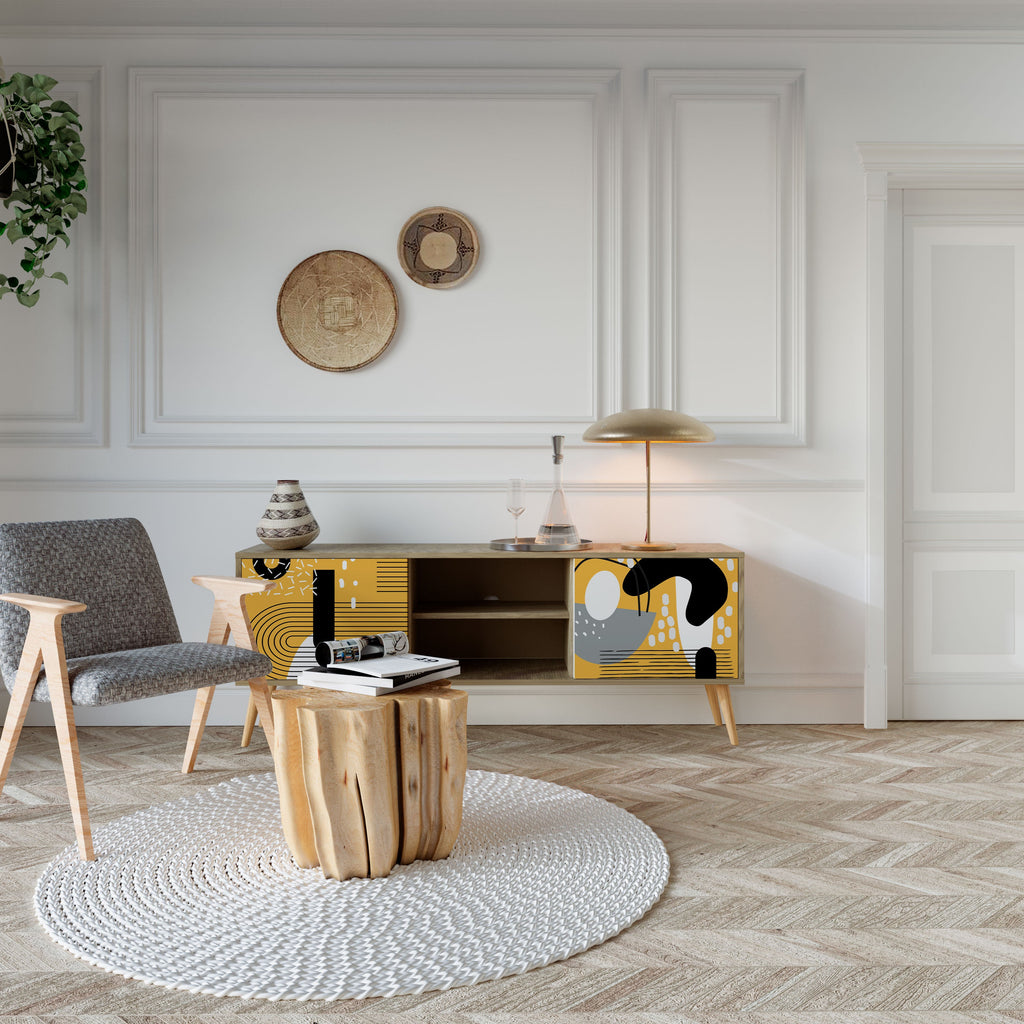 Meuble TV 2 portes SHAPESHIFT SYMPHONY effet chêne