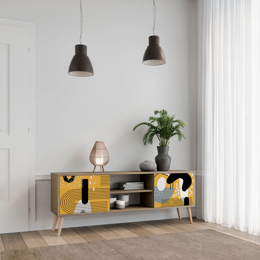 Meuble TV 2 portes SHAPESHIFT SYMPHONY effet chêne