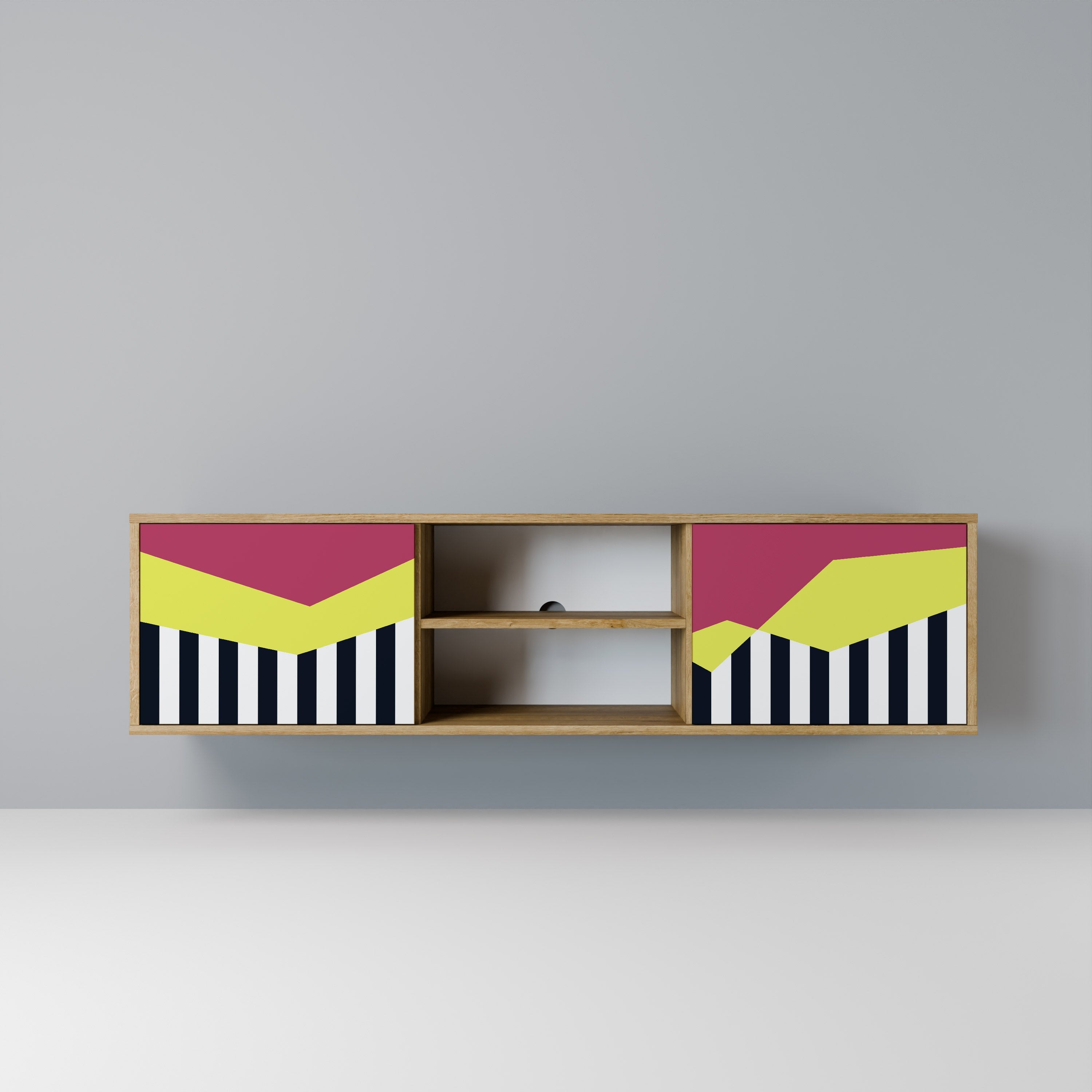 Meuble TV 2 portes PIANO FANTASY effet chêne