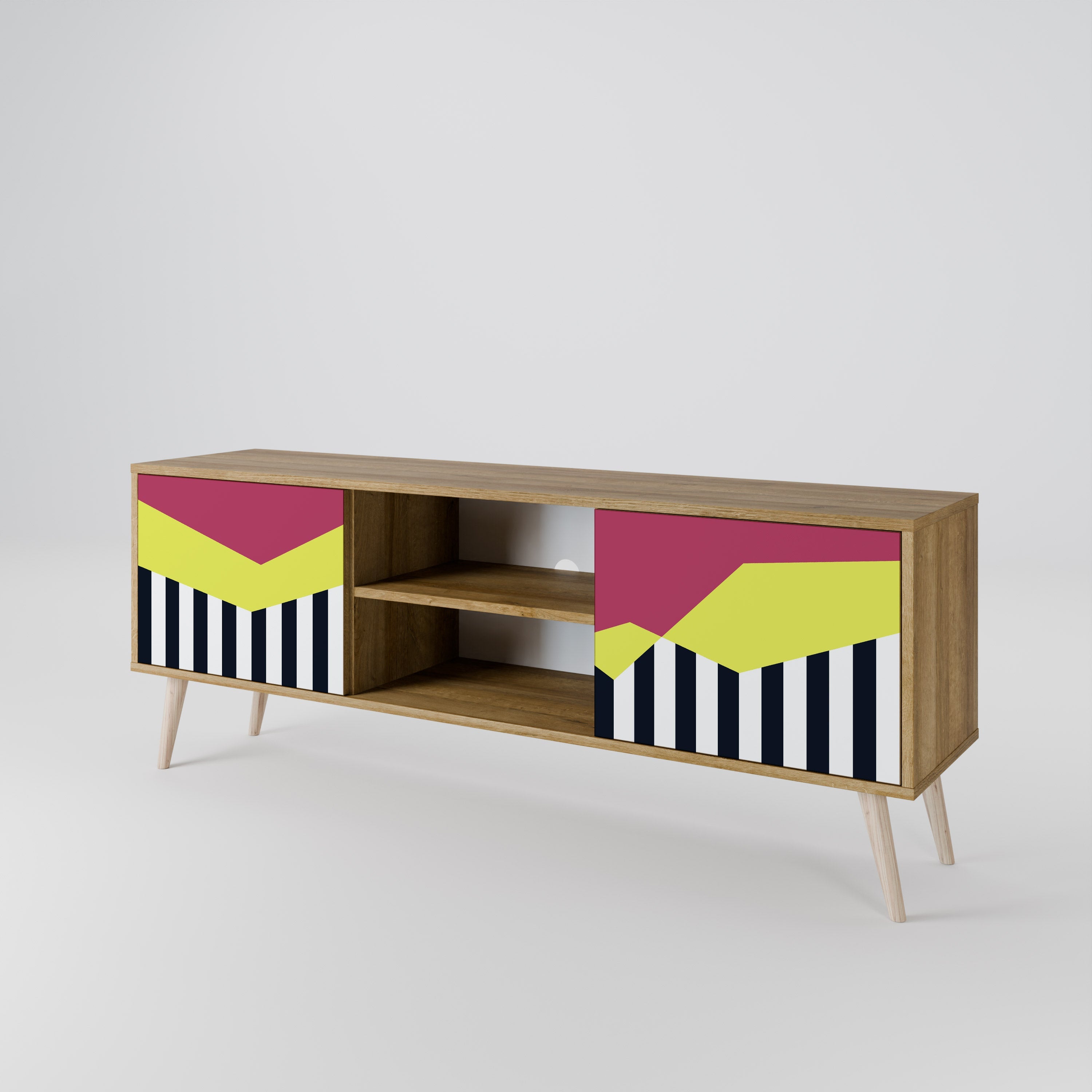 Meuble TV 2 portes PIANO FANTASY effet chêne