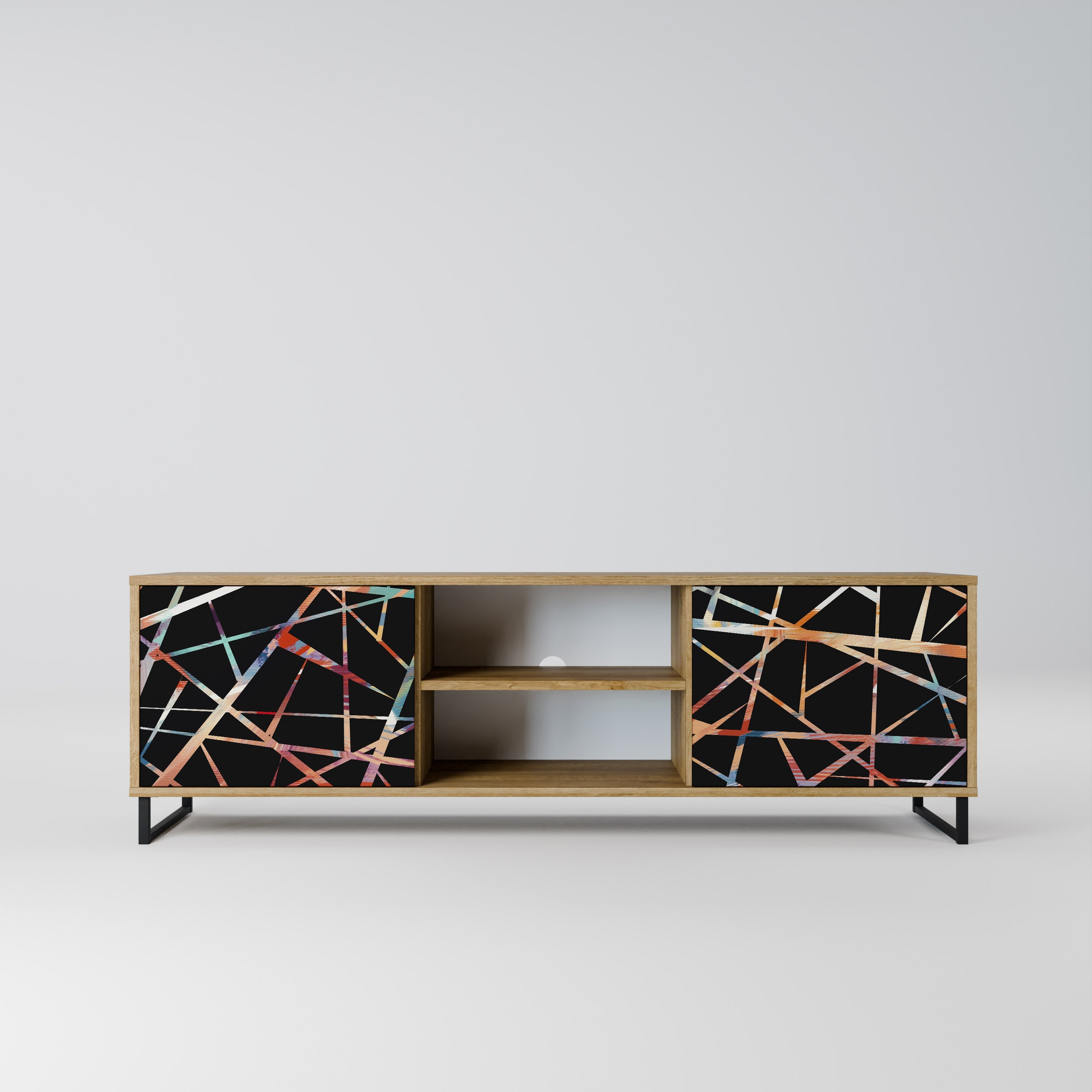 Meuble TV 2 portes POLYGON VERVE effet chêne