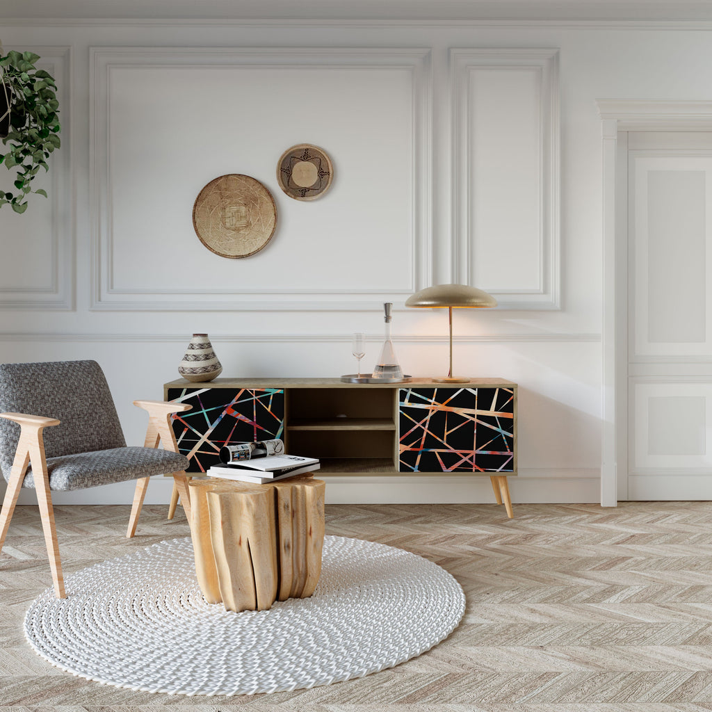 Meuble TV 2 portes POLYGON VERVE effet chêne