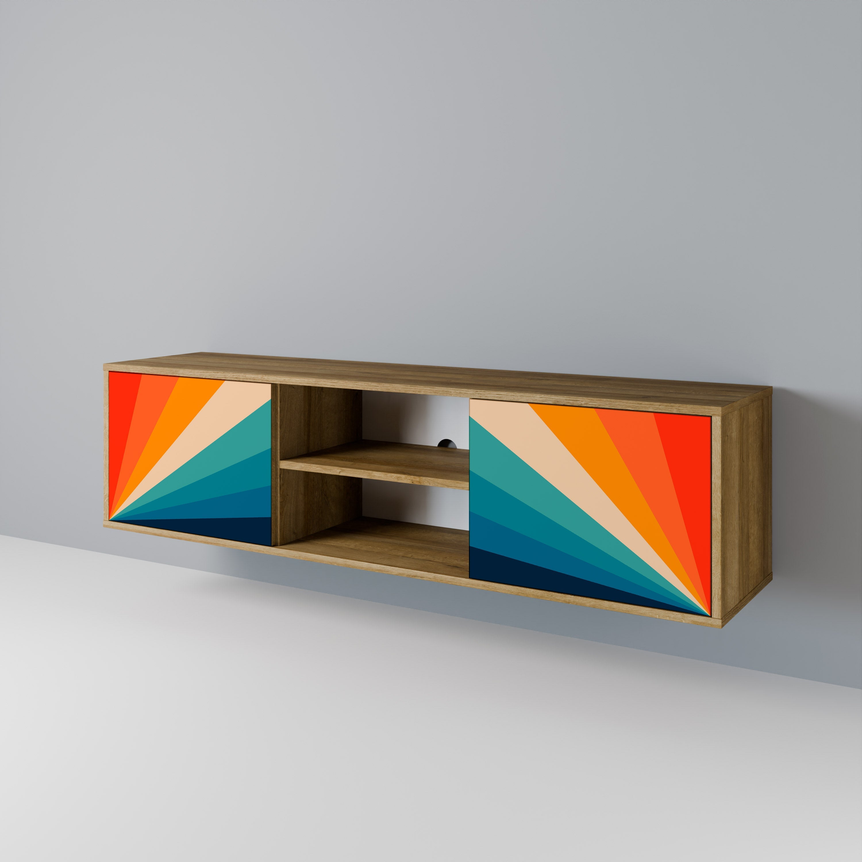 Meuble TV 2 portes PRISM CONCUSSION effet chêne