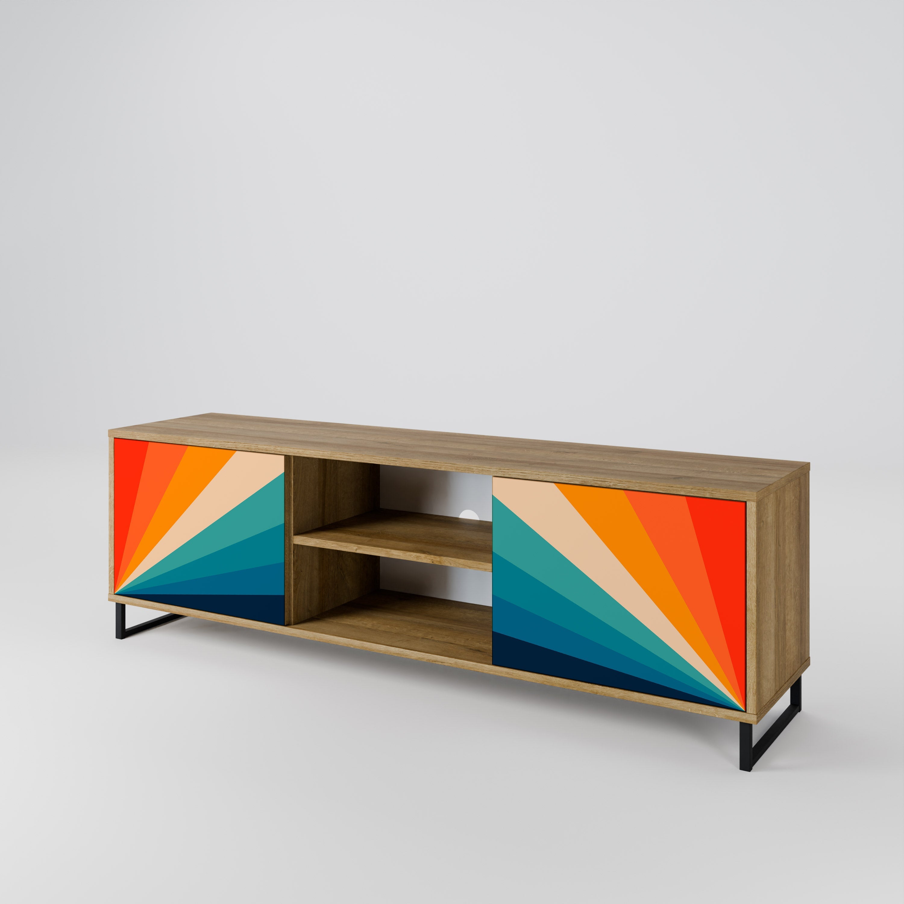 Meuble TV 2 portes PRISM CONCUSSION effet chêne