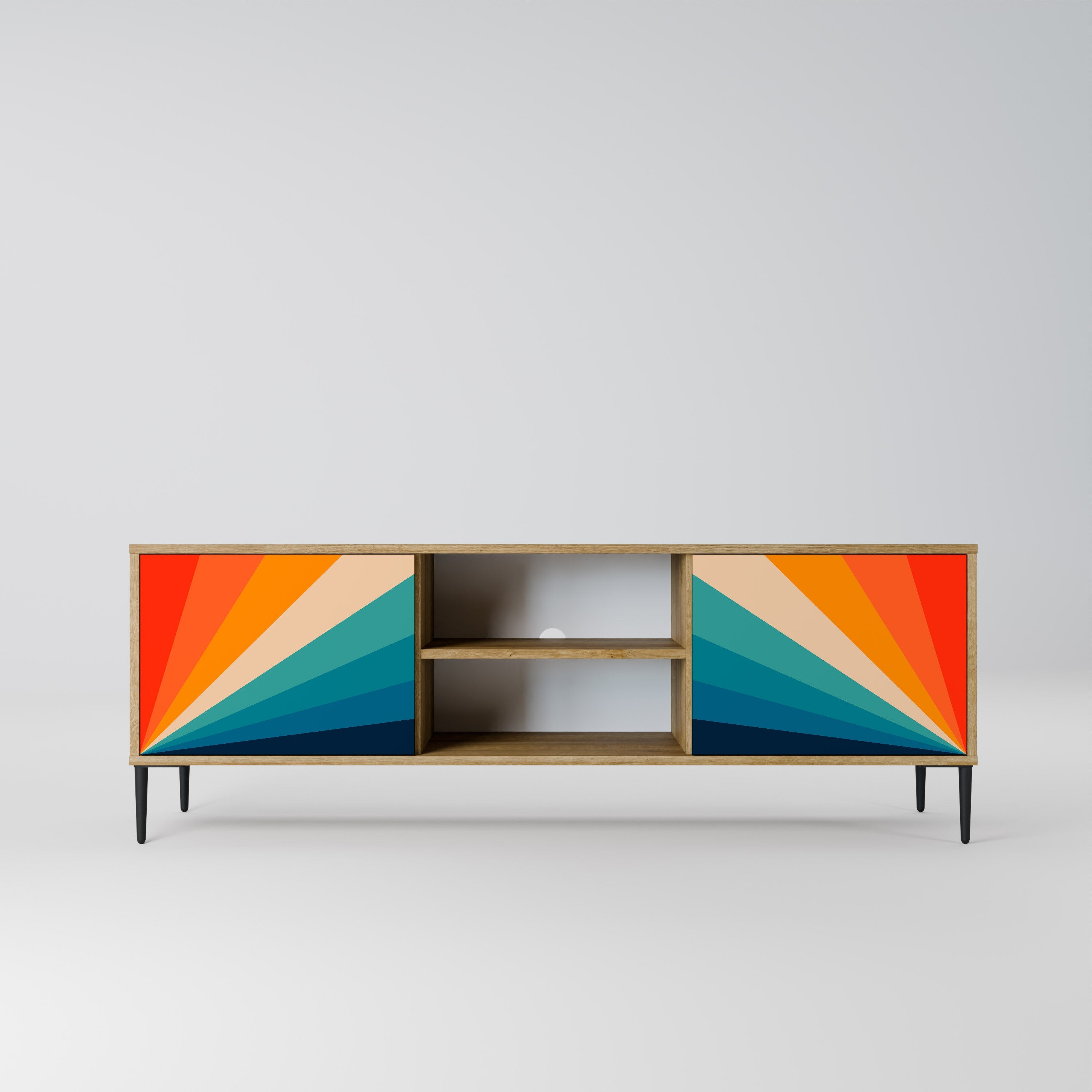 Meuble TV 2 portes PRISM CONCUSSION effet chêne