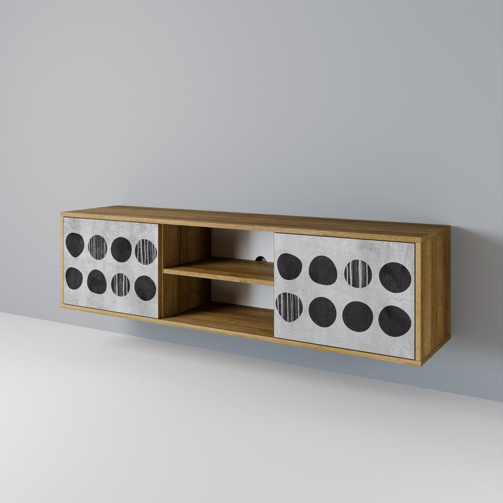 Meuble TV 2 portes GHOSTLY GRADIENTS effet chêne
