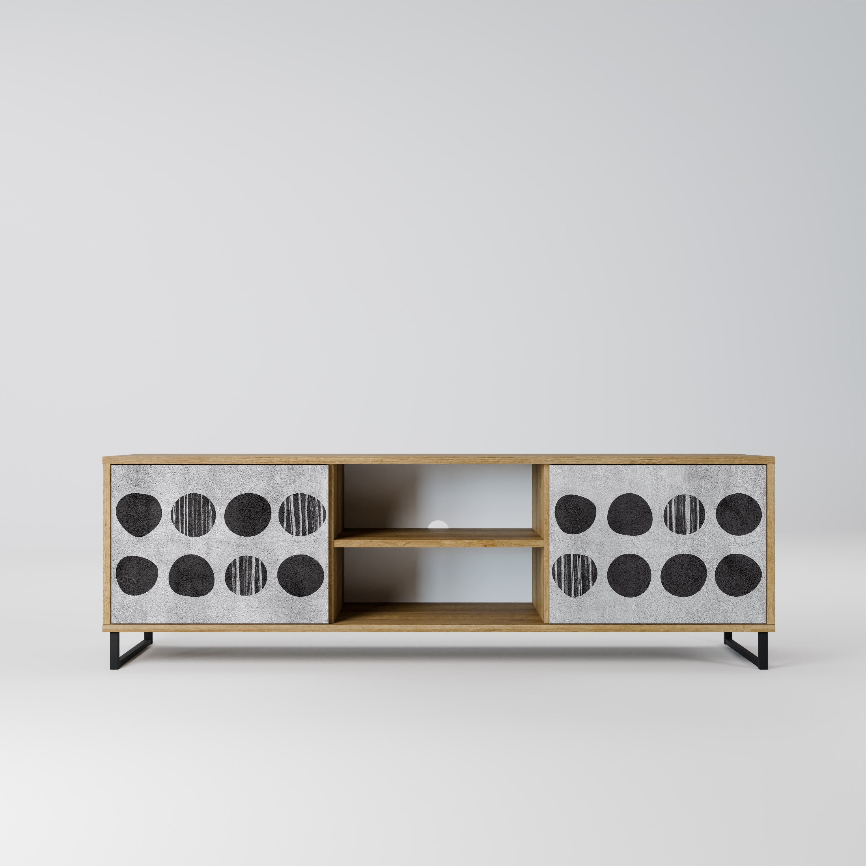 Meuble TV 2 portes GHOSTLY GRADIENTS effet chêne