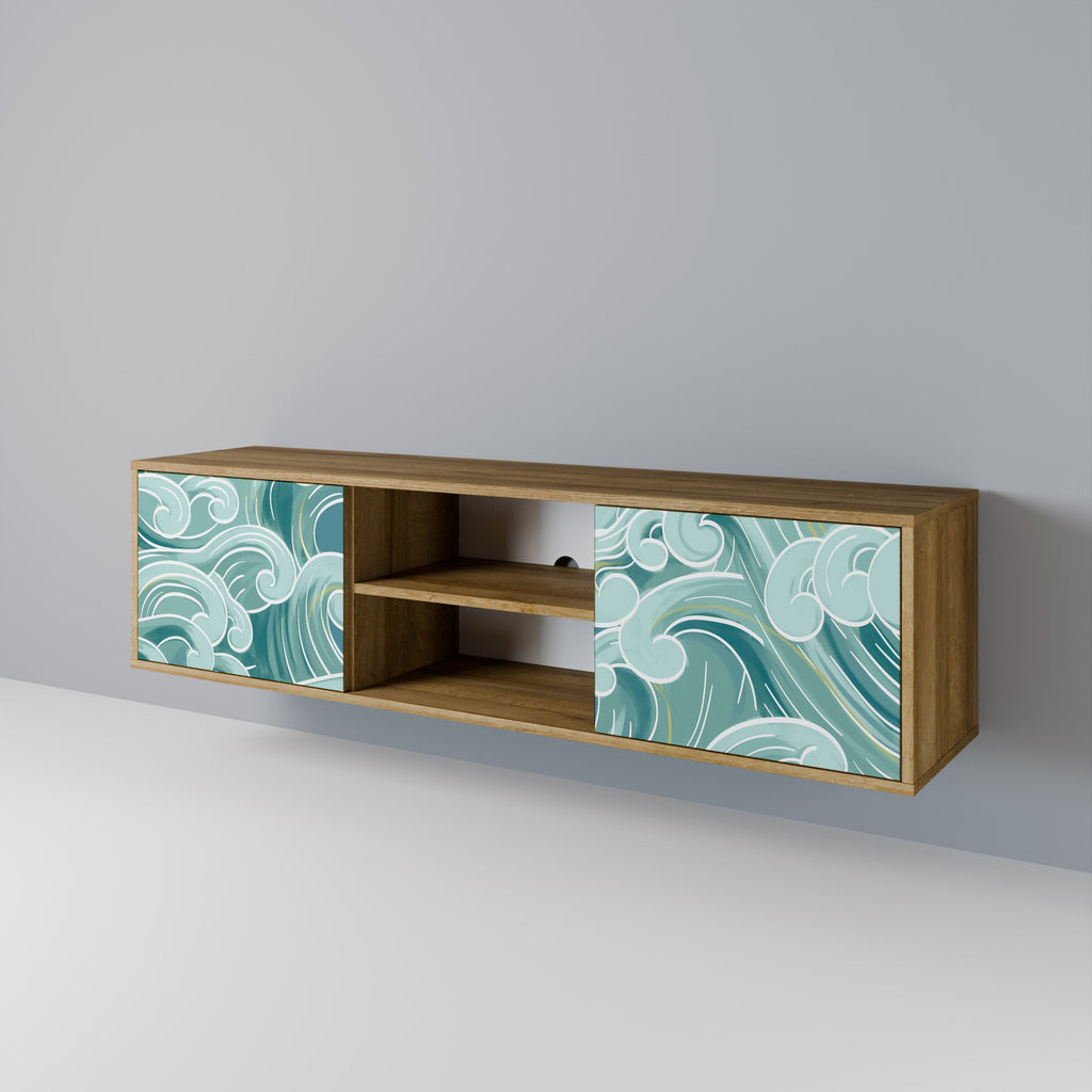 Meuble TV 2 portes ASIAN SWAY effet chêne
