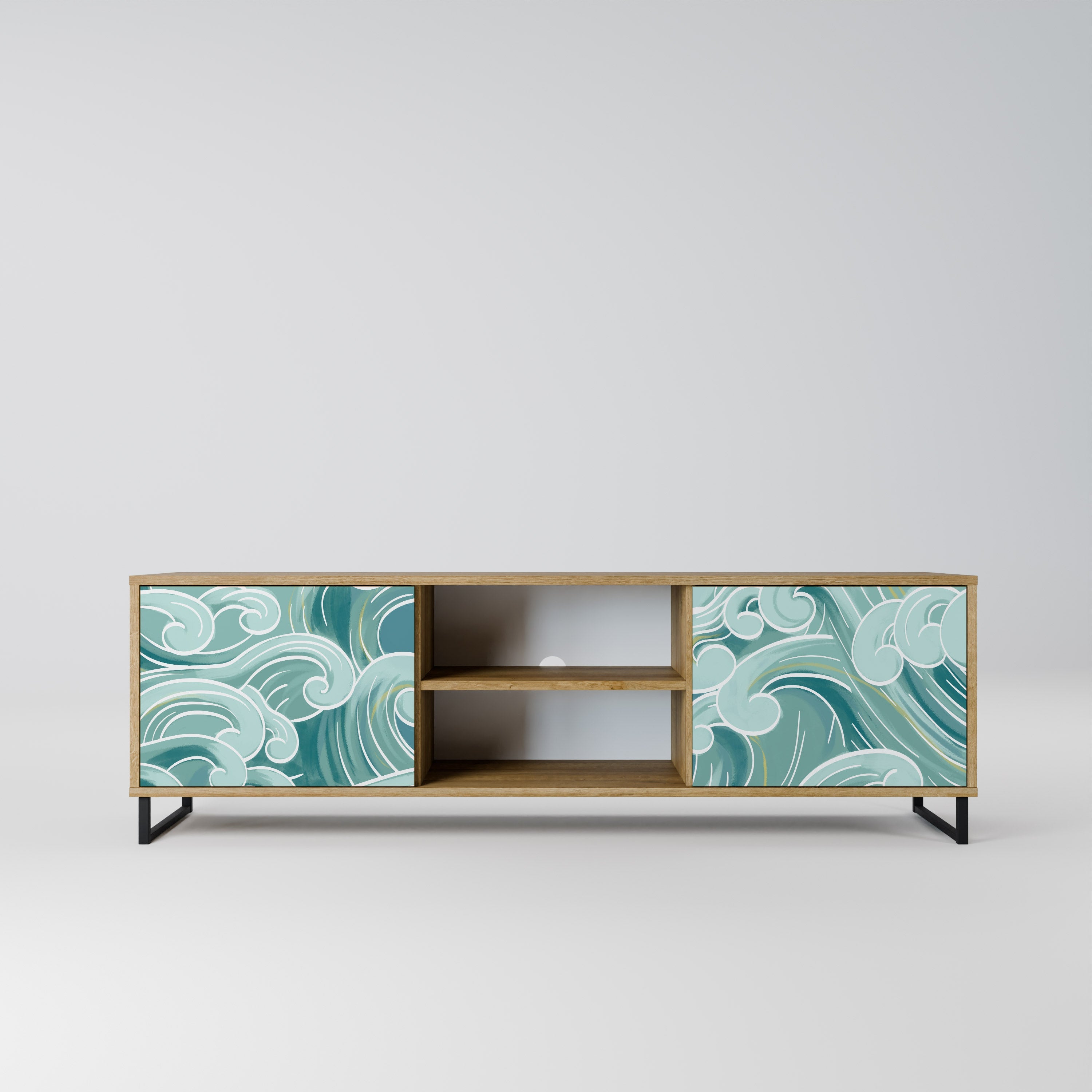 Meuble TV 2 portes ASIAN SWAY effet chêne