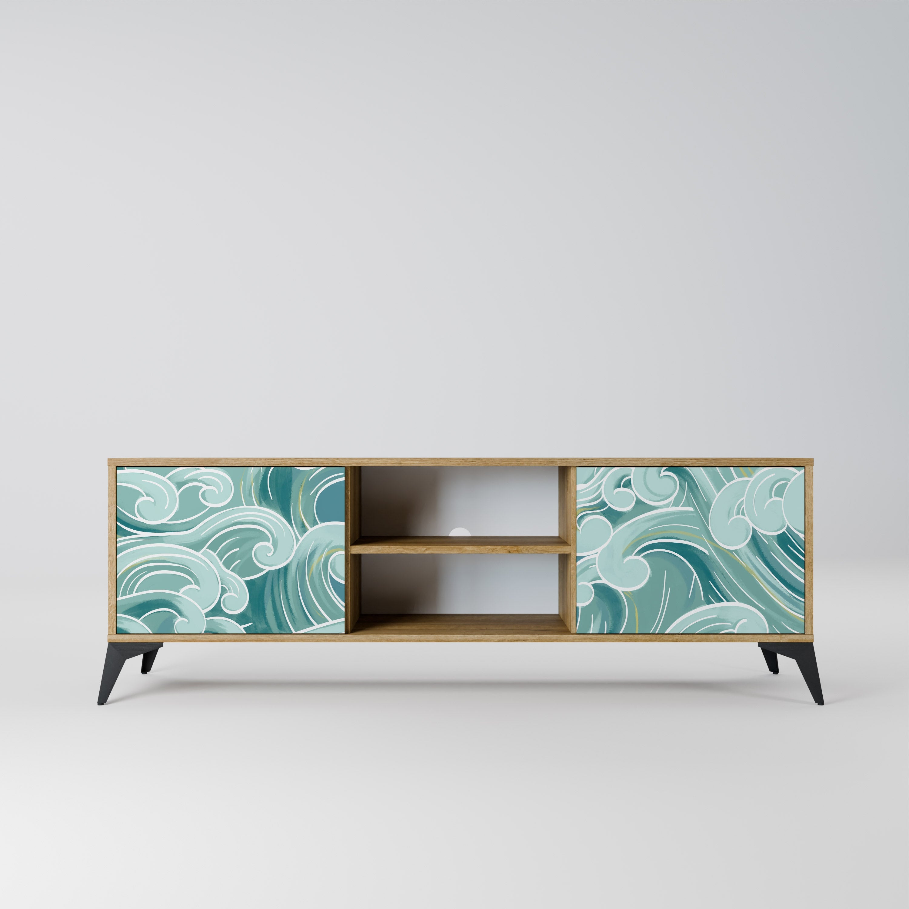 Meuble TV 2 portes ASIAN SWAY effet chêne