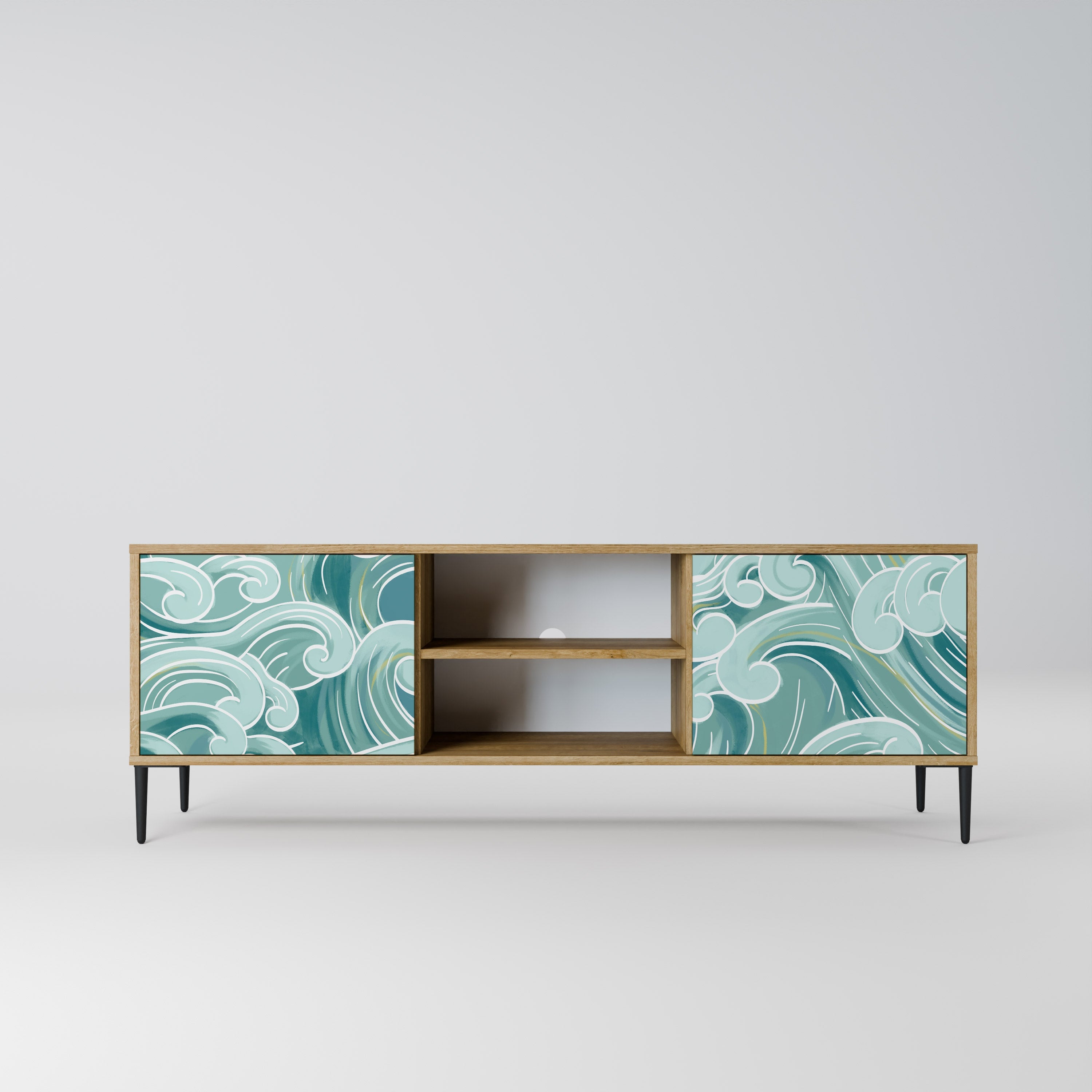 Meuble TV 2 portes ASIAN SWAY effet chêne