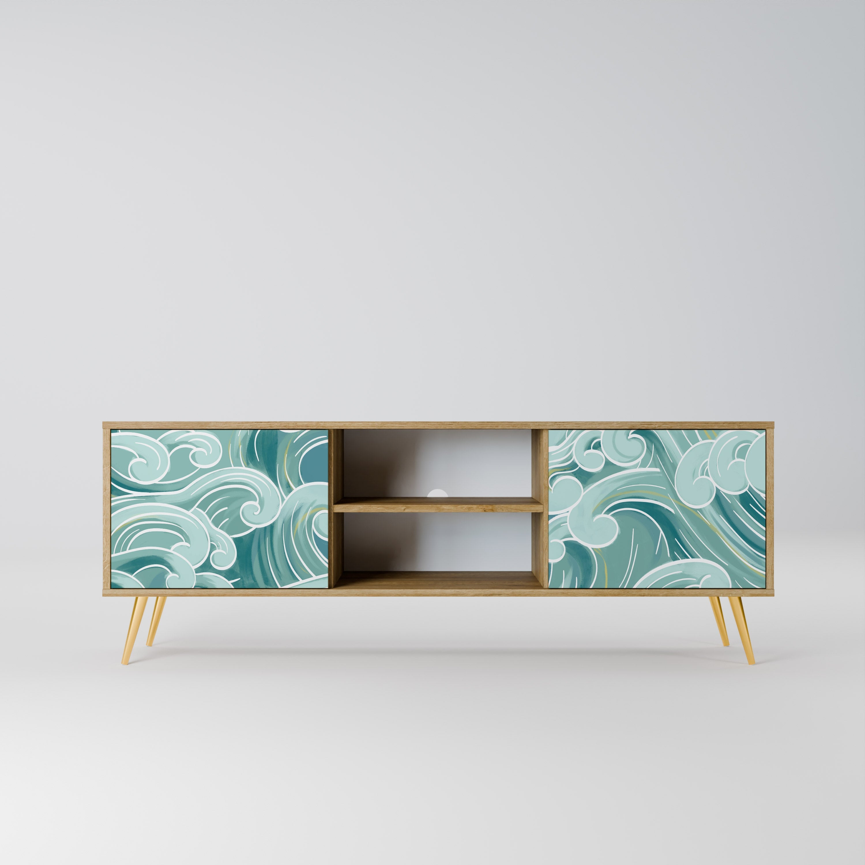 Meuble TV 2 portes ASIAN SWAY effet chêne