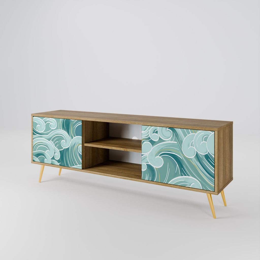 Meuble TV 2 portes ASIAN SWAY effet chêne