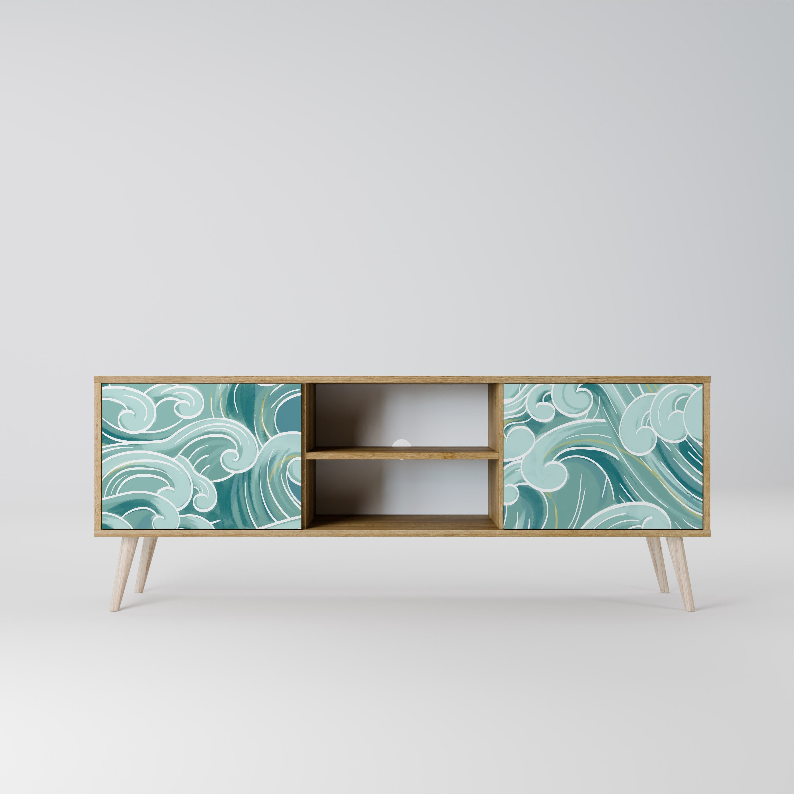 Meuble TV 2 portes ASIAN SWAY effet chêne