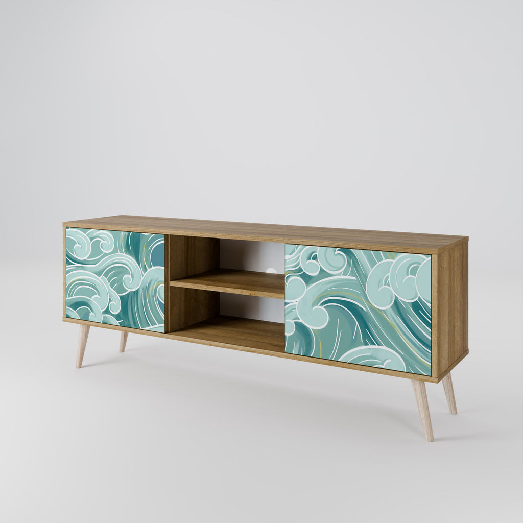 Meuble TV 2 portes ASIAN SWAY effet chêne