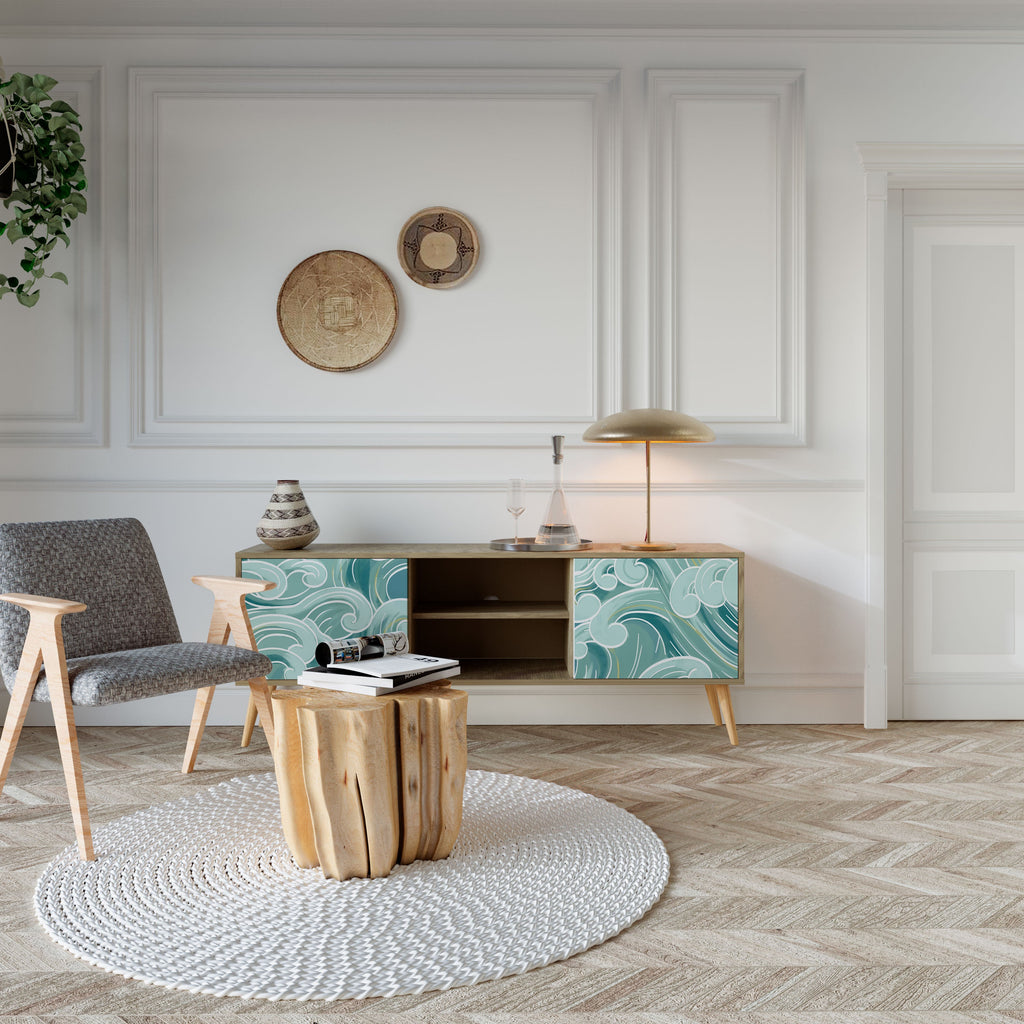 Meuble TV 2 portes ASIAN SWAY effet chêne