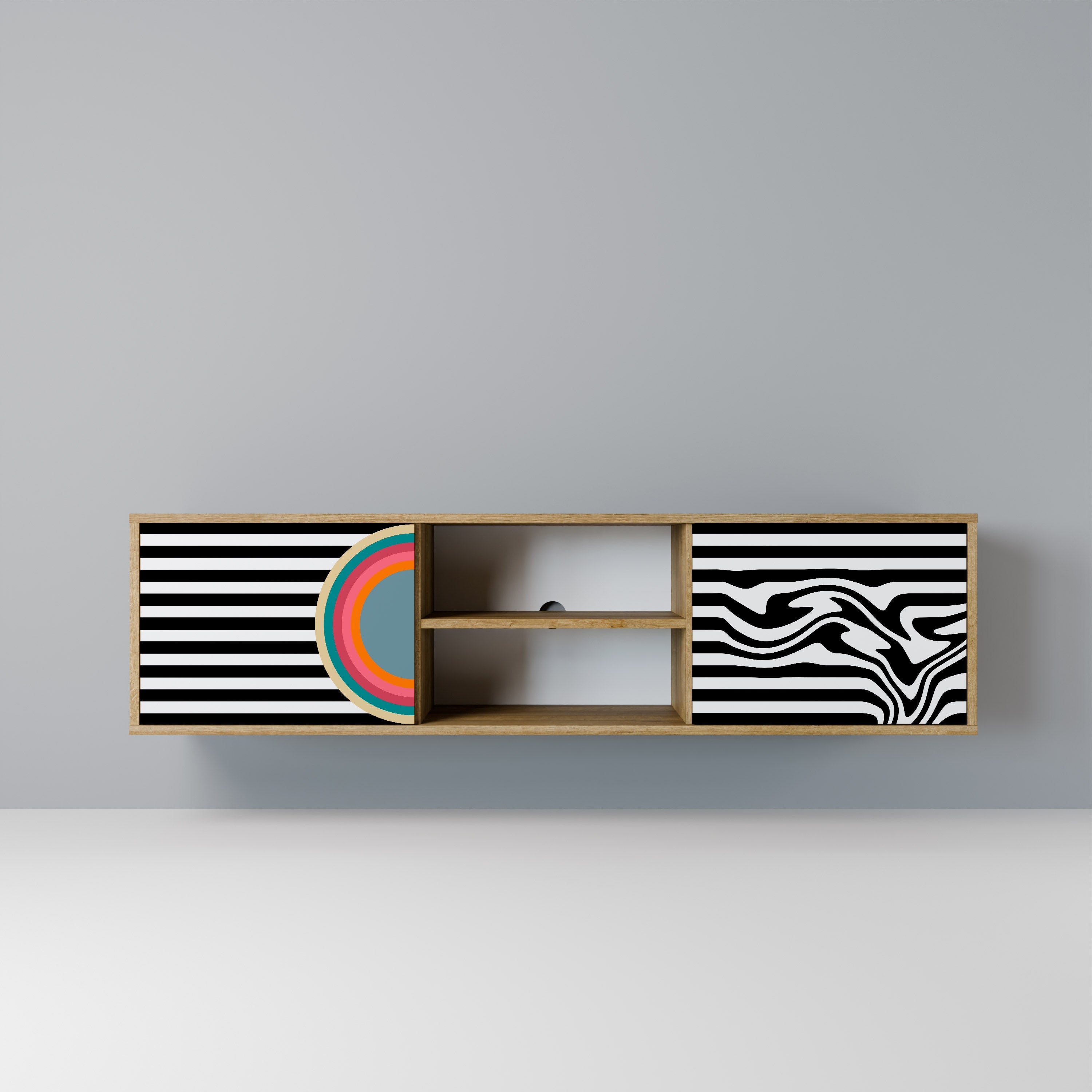 Meuble TV 2 portes SPECTRA SHOWCASE effet chêne