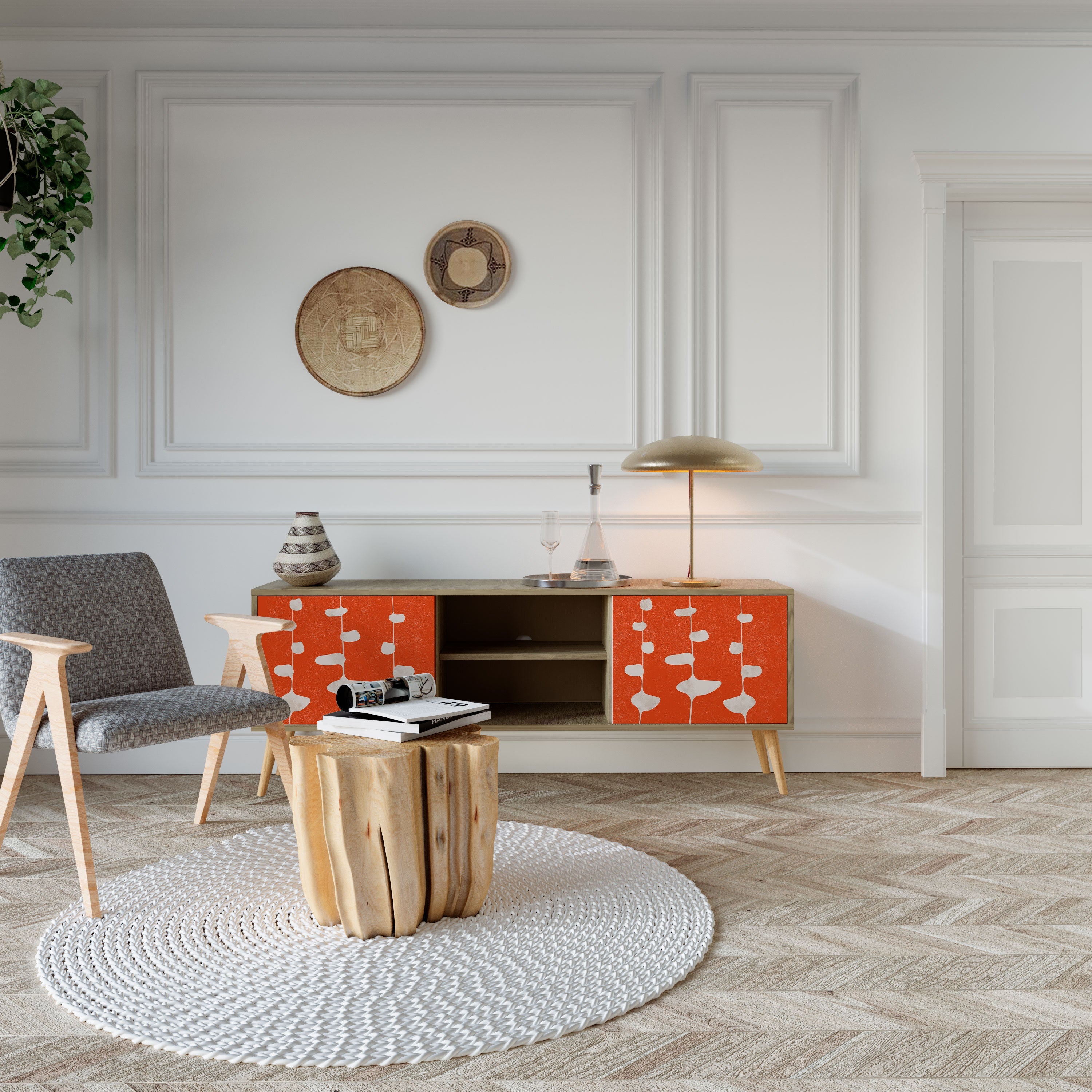 Meuble TV 2 portes COURAGE MOLD effet chêne