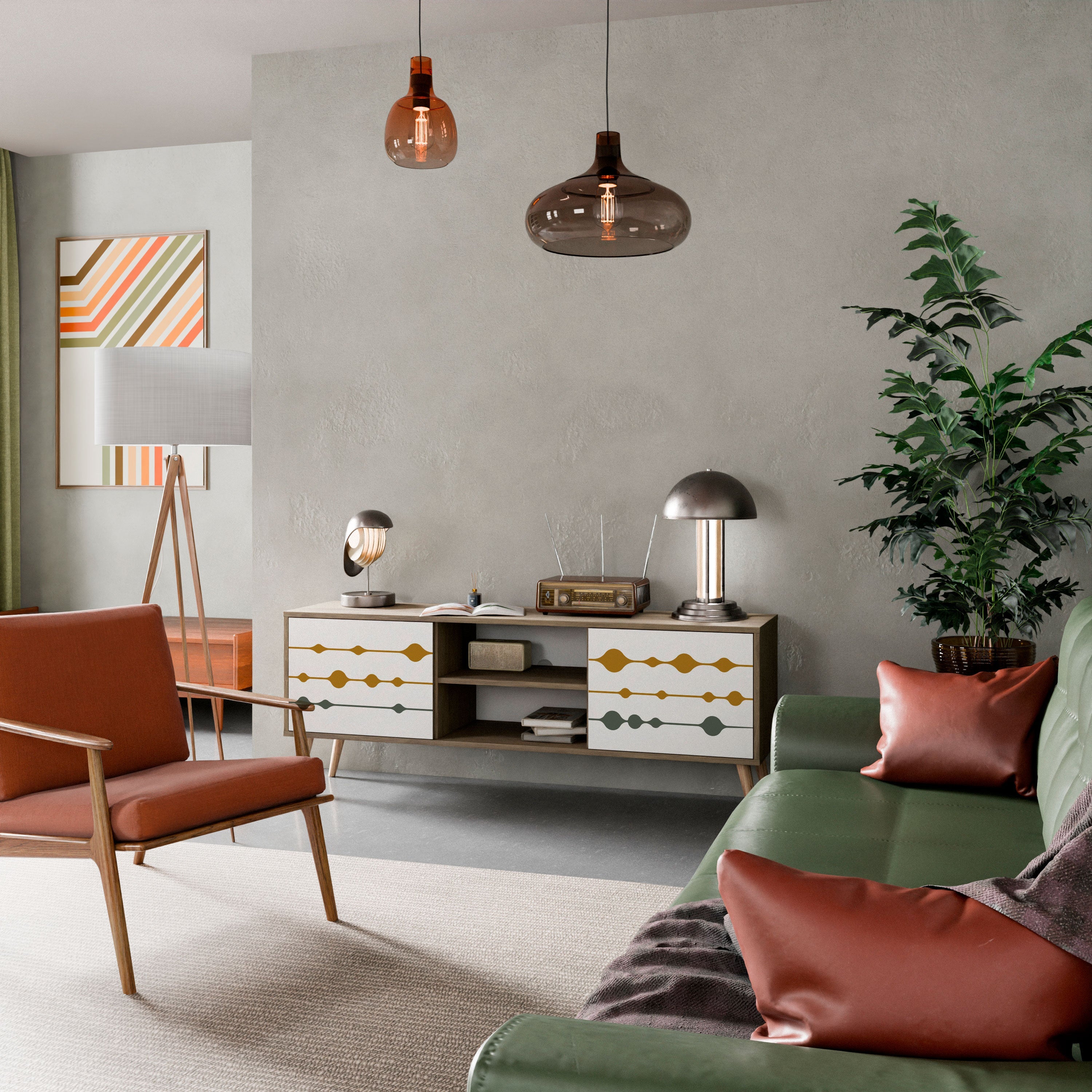 Meuble TV 2 portes VIVID TONE effet chêne