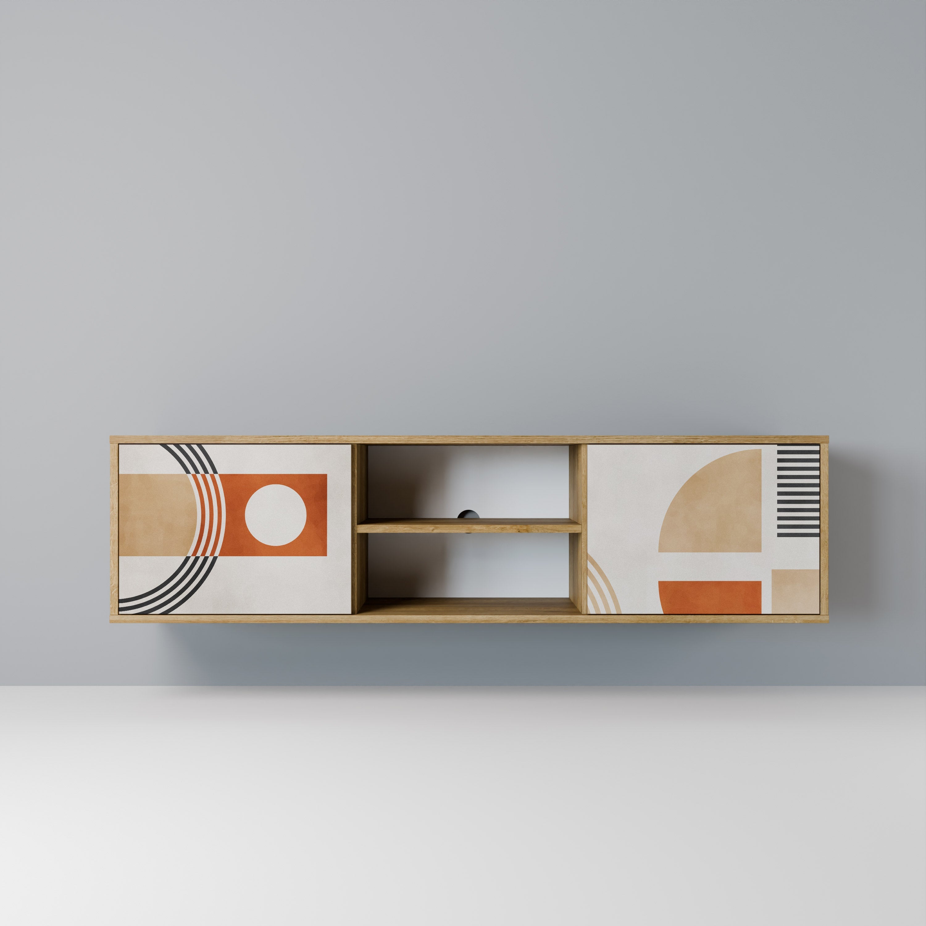 Meuble TV 2 portes SPACE AROUND effet chêne