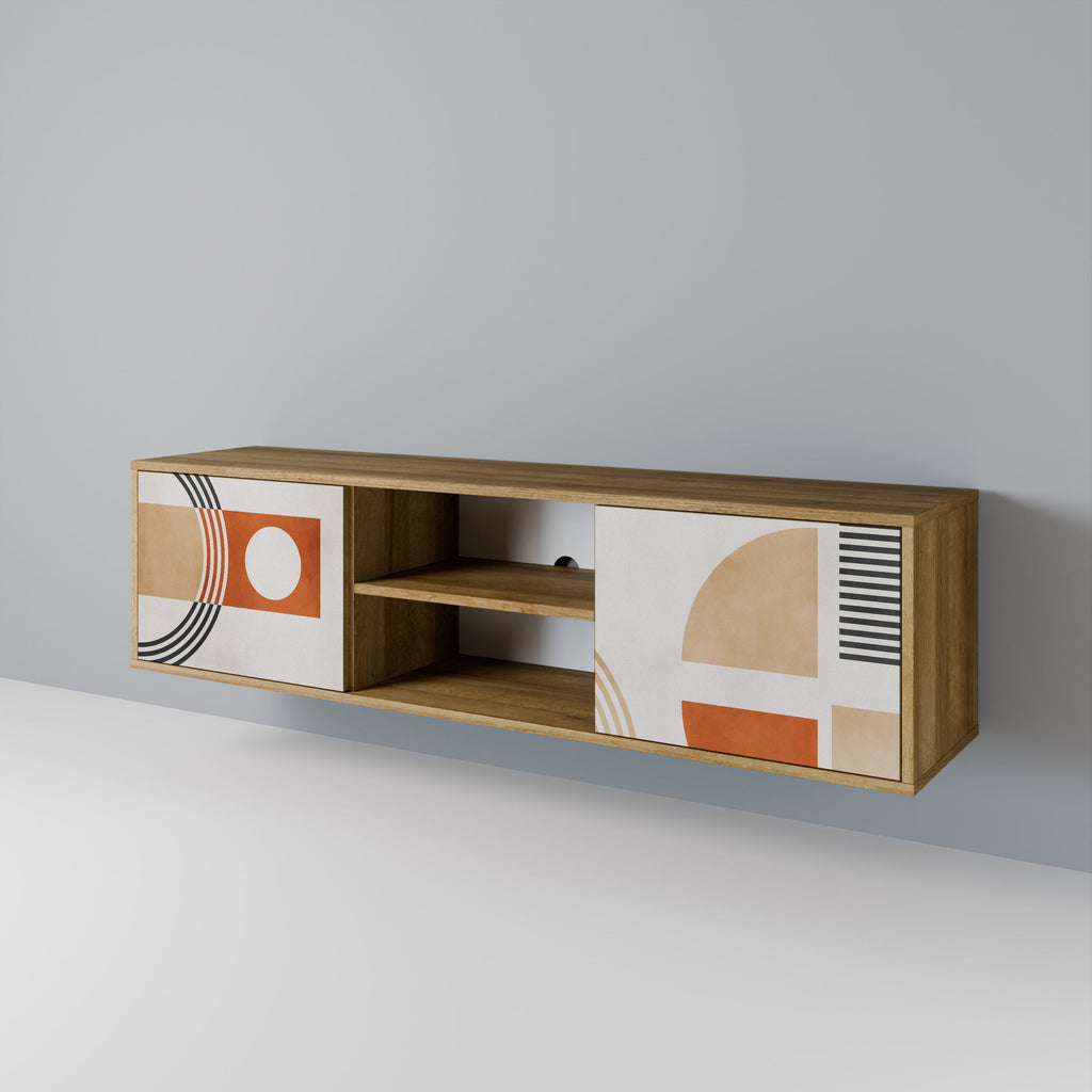 Meuble TV 2 portes SPACE AROUND effet chêne