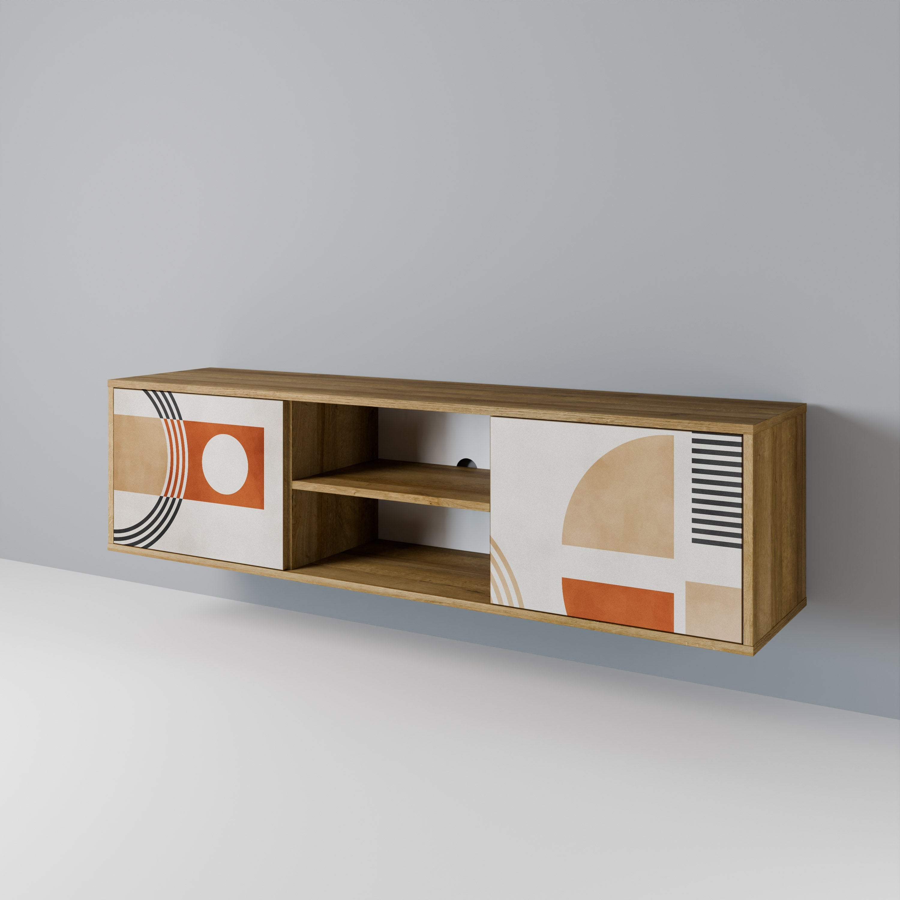 Meuble TV 2 portes SPACE AROUND effet chêne