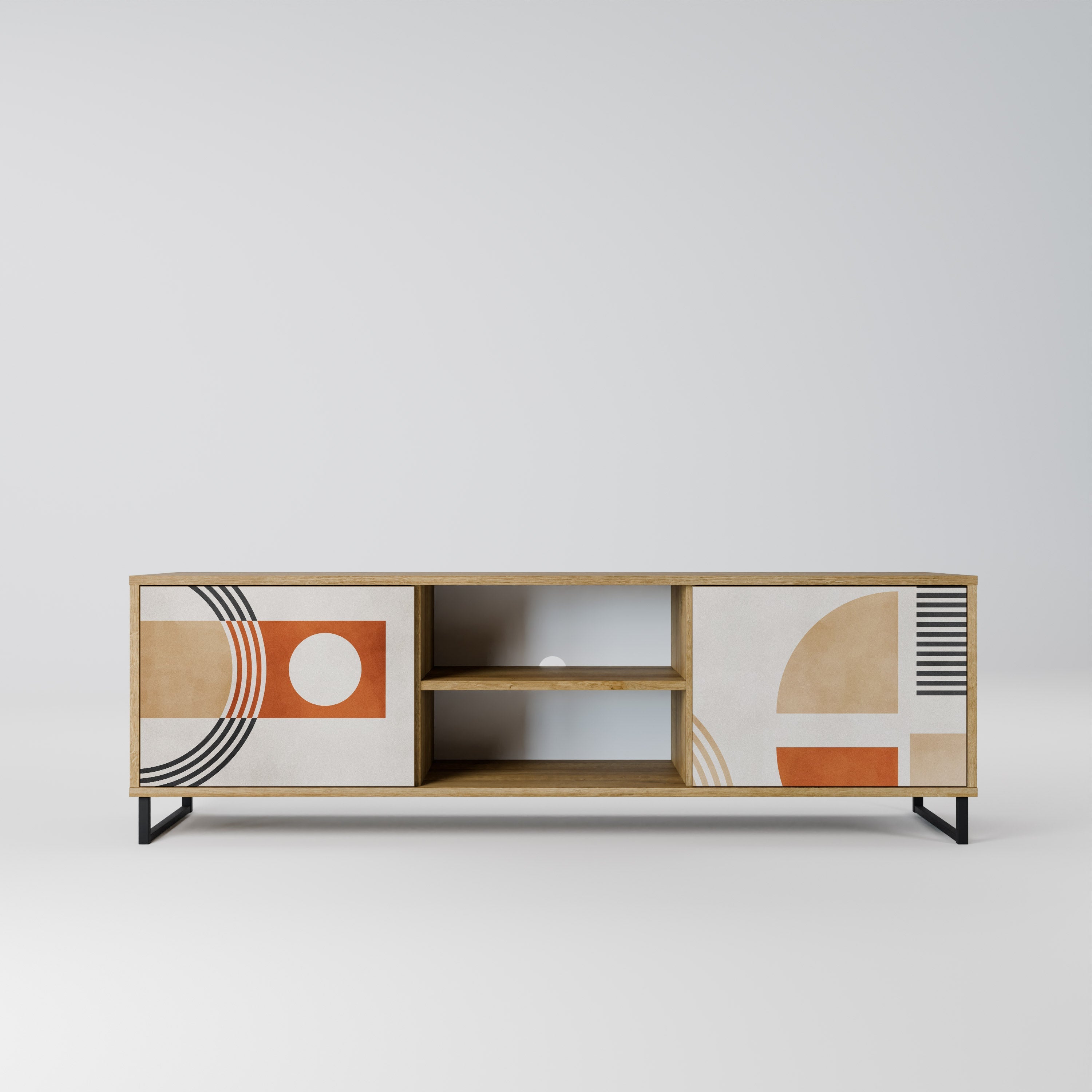 Meuble TV 2 portes SPACE AROUND effet chêne