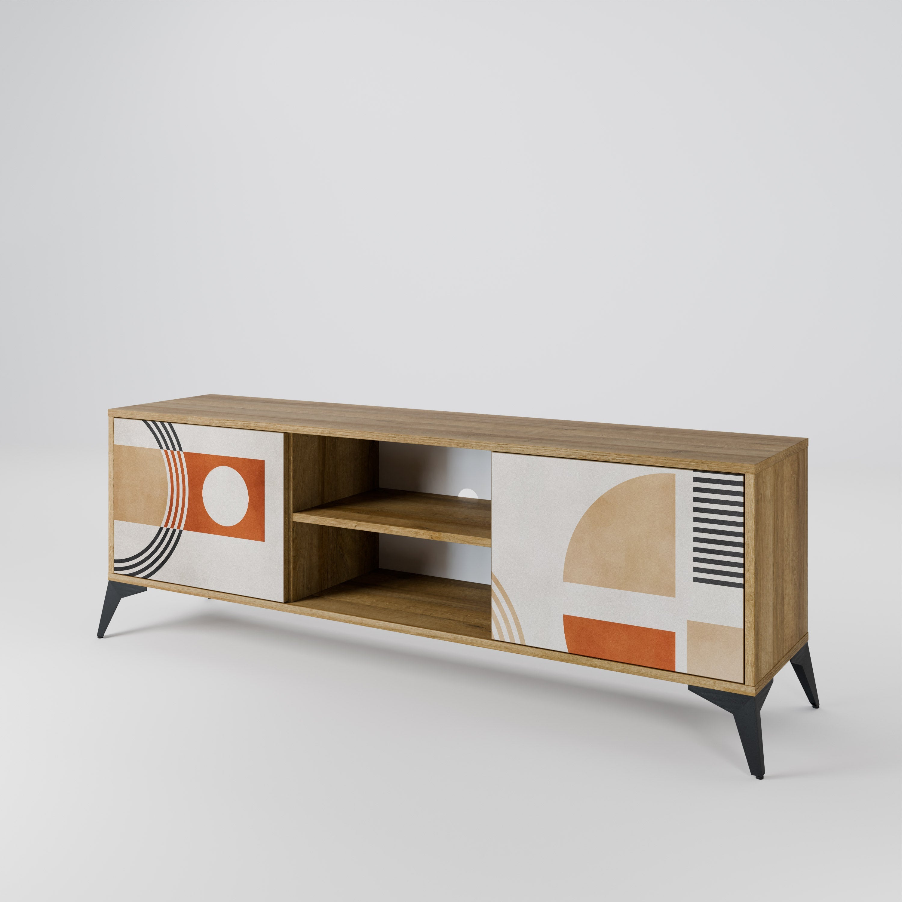 Meuble TV 2 portes SPACE AROUND effet chêne