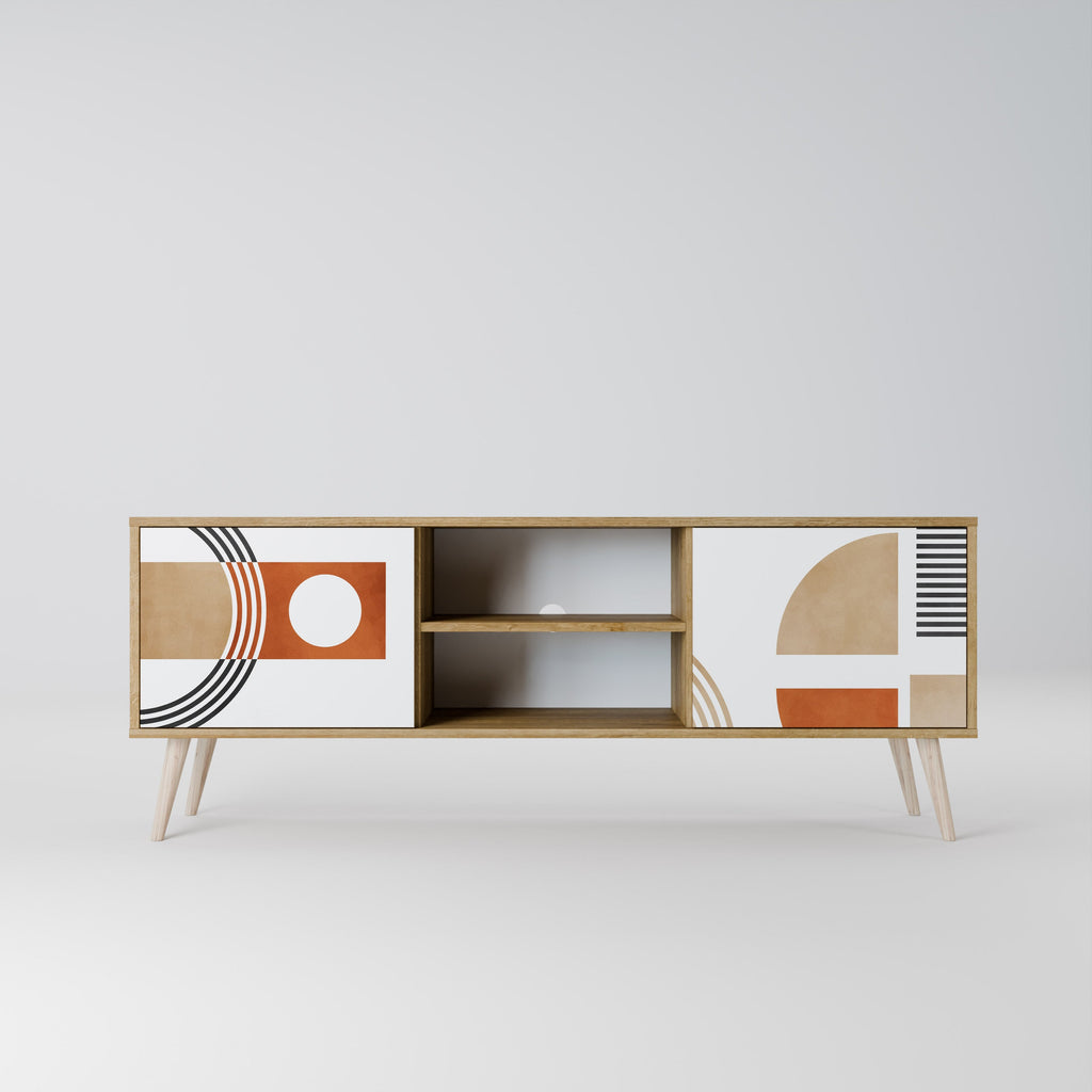 Meuble TV 2 portes CIRCLE RHYTM effet chêne