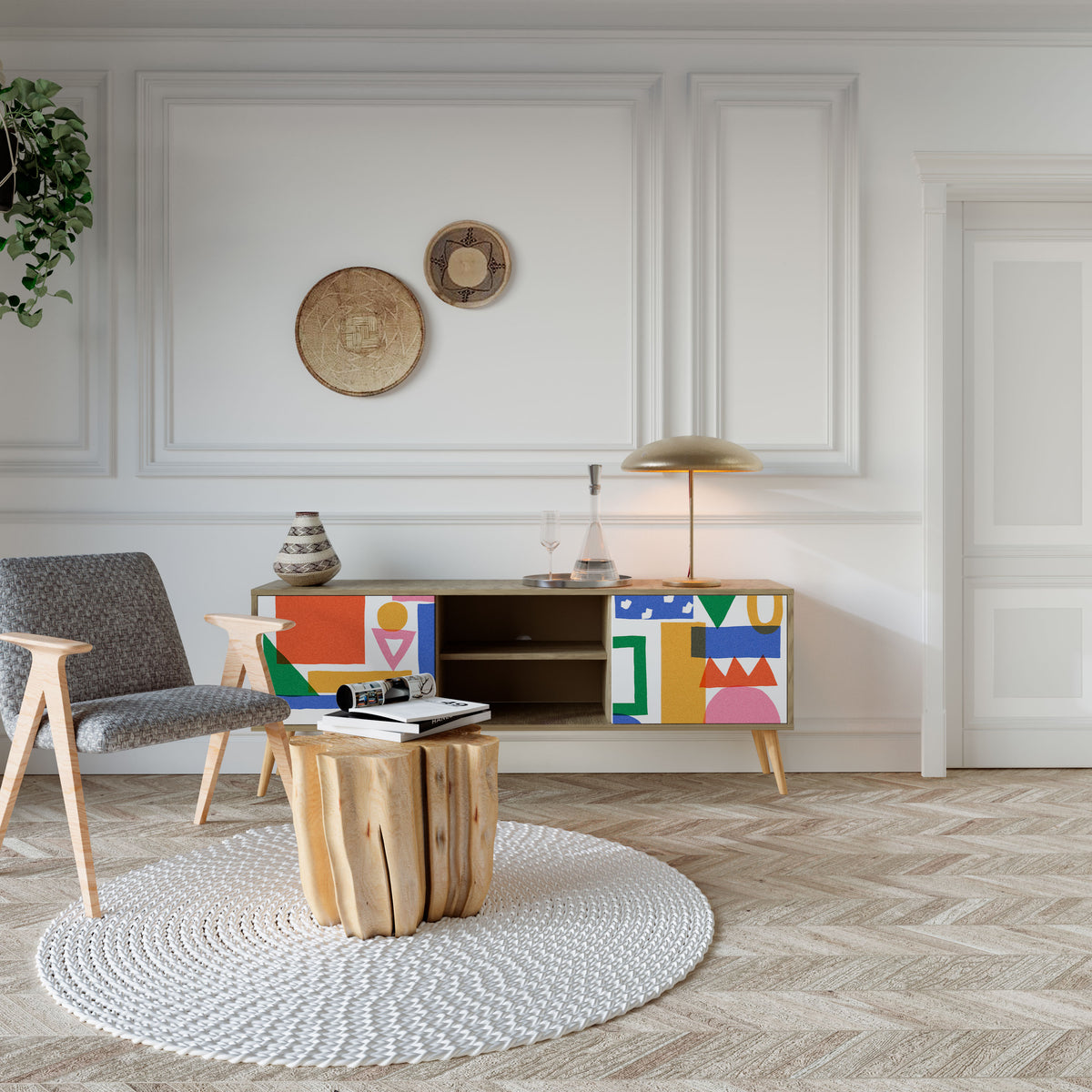 GEOMETRIC GLIMMER 2-Door TV Cabinet