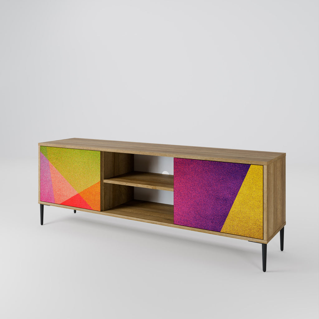 Meuble TV 2 portes VIVID GEOMETRY effet chêne