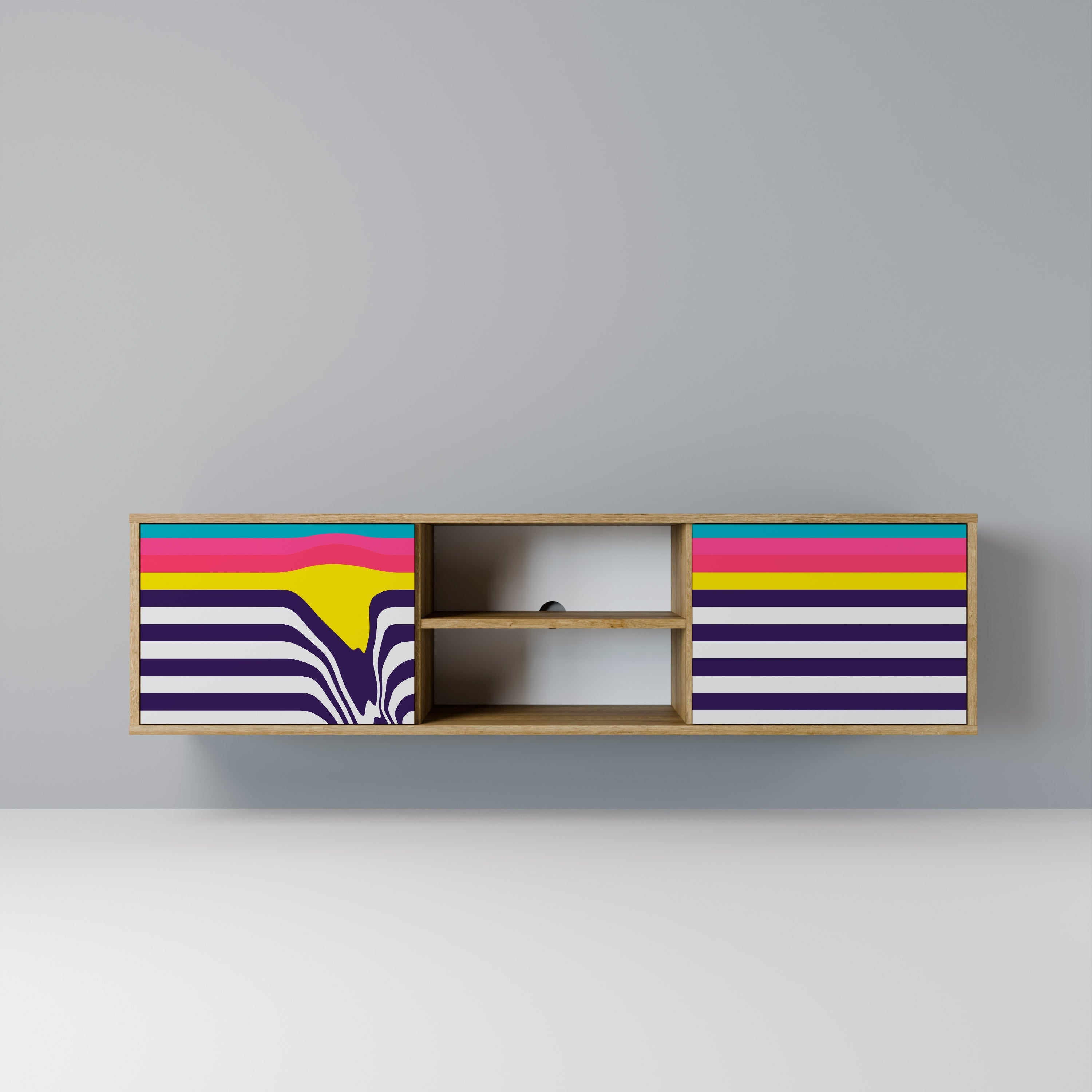 Meuble TV 2 portes TONE COLLAPSE effet chêne