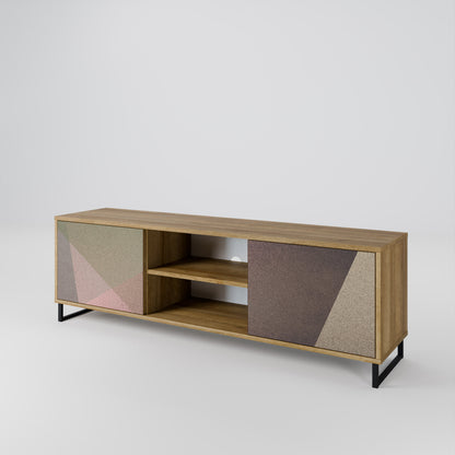 BEIGE GEOMETRY 2-Door TV Cabinet