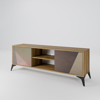 BEIGE GEOMETRY 2-Door TV Cabinet