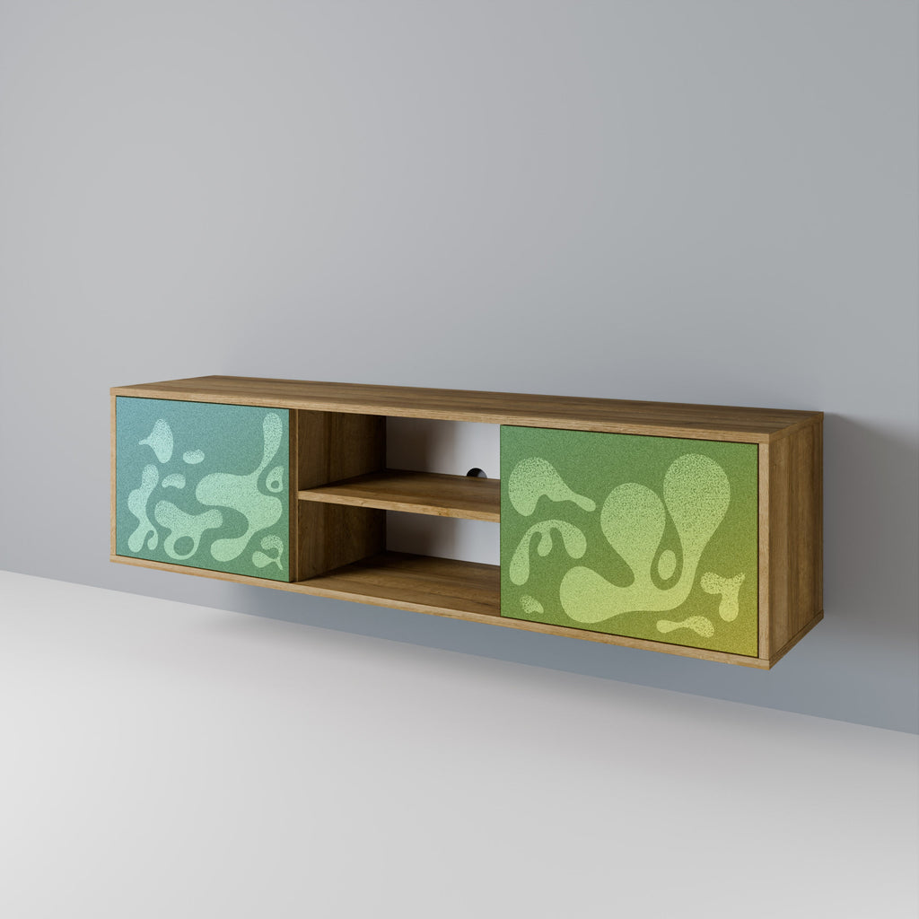 Meuble TV 2 portes IRREGULAR BLUE effet chêne