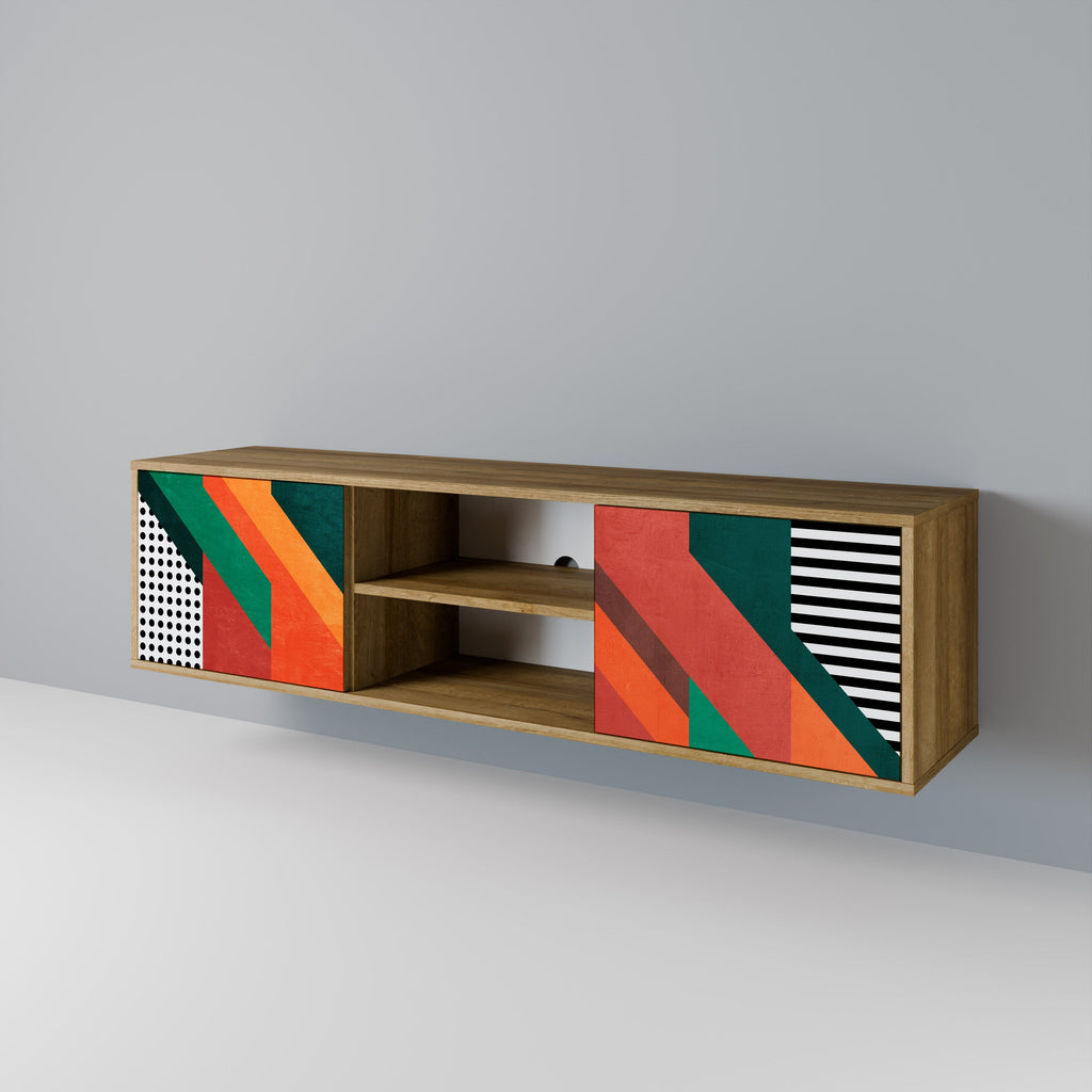 Meuble TV 2 portes MAKESHIFT ARTISTRY effet chêne