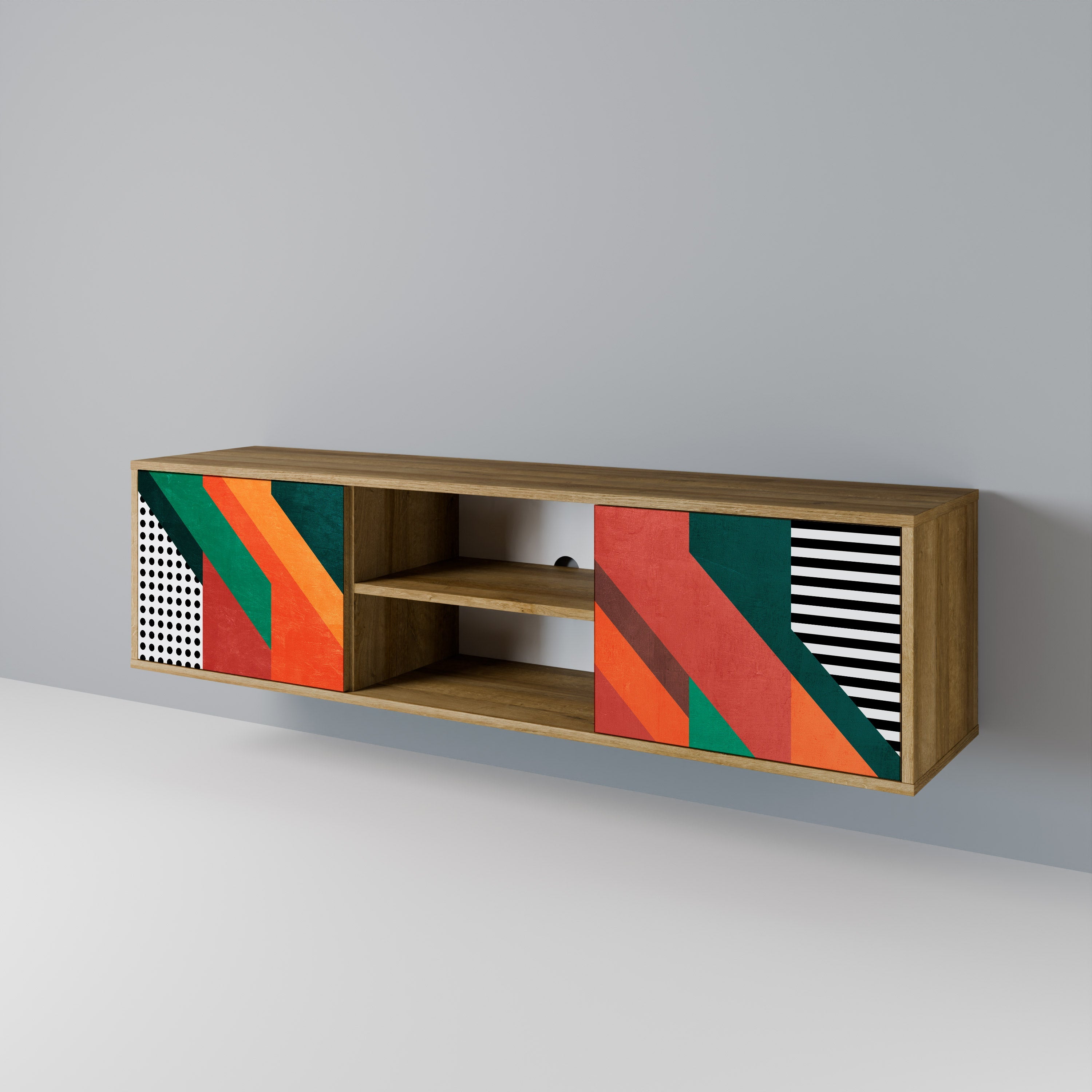 Meuble TV 2 portes MAKESHIFT ARTISTRY effet chêne