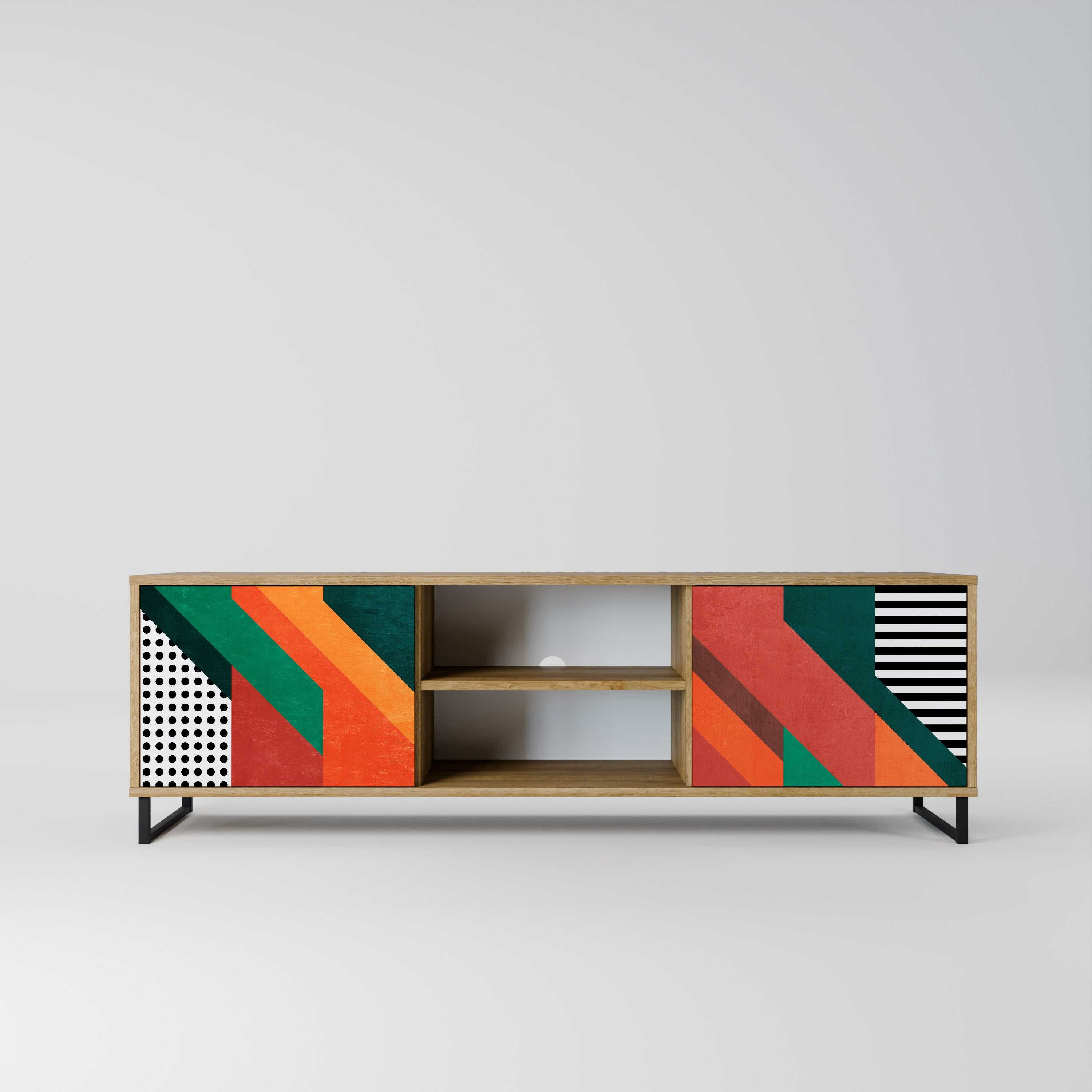 Meuble TV 2 portes MAKESHIFT ARTISTRY effet chêne