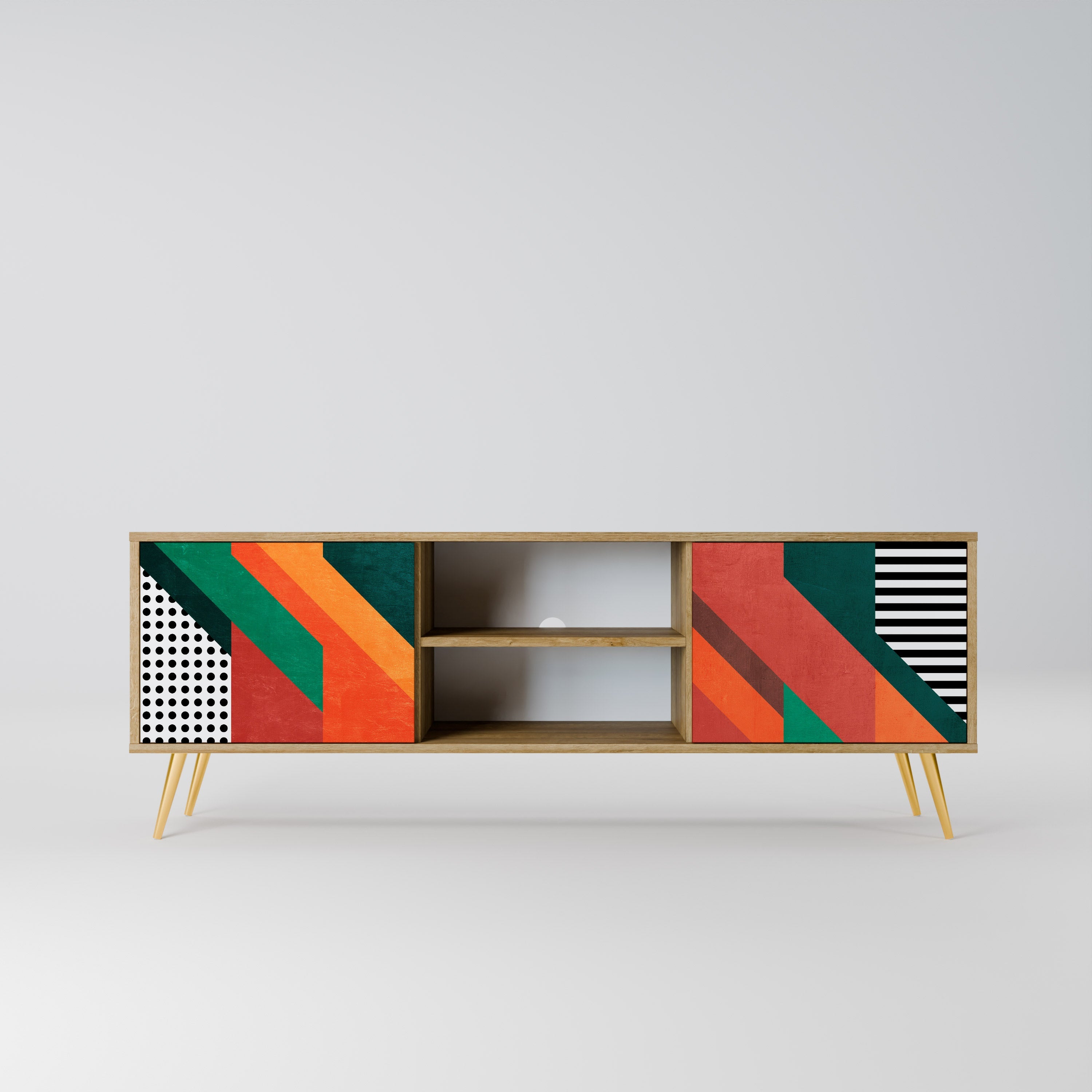 Meuble TV 2 portes MAKESHIFT ARTISTRY effet chêne