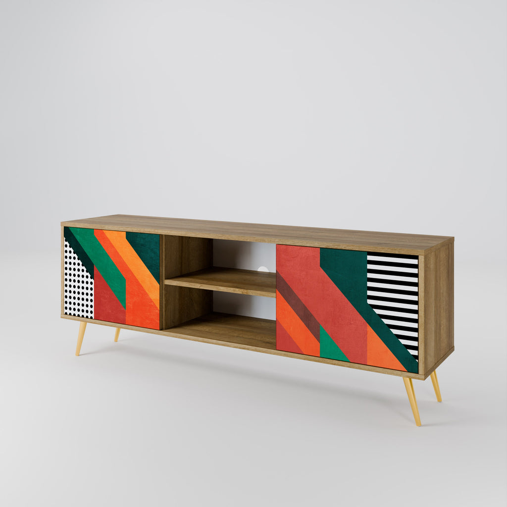 Meuble TV 2 portes MAKESHIFT ARTISTRY effet chêne