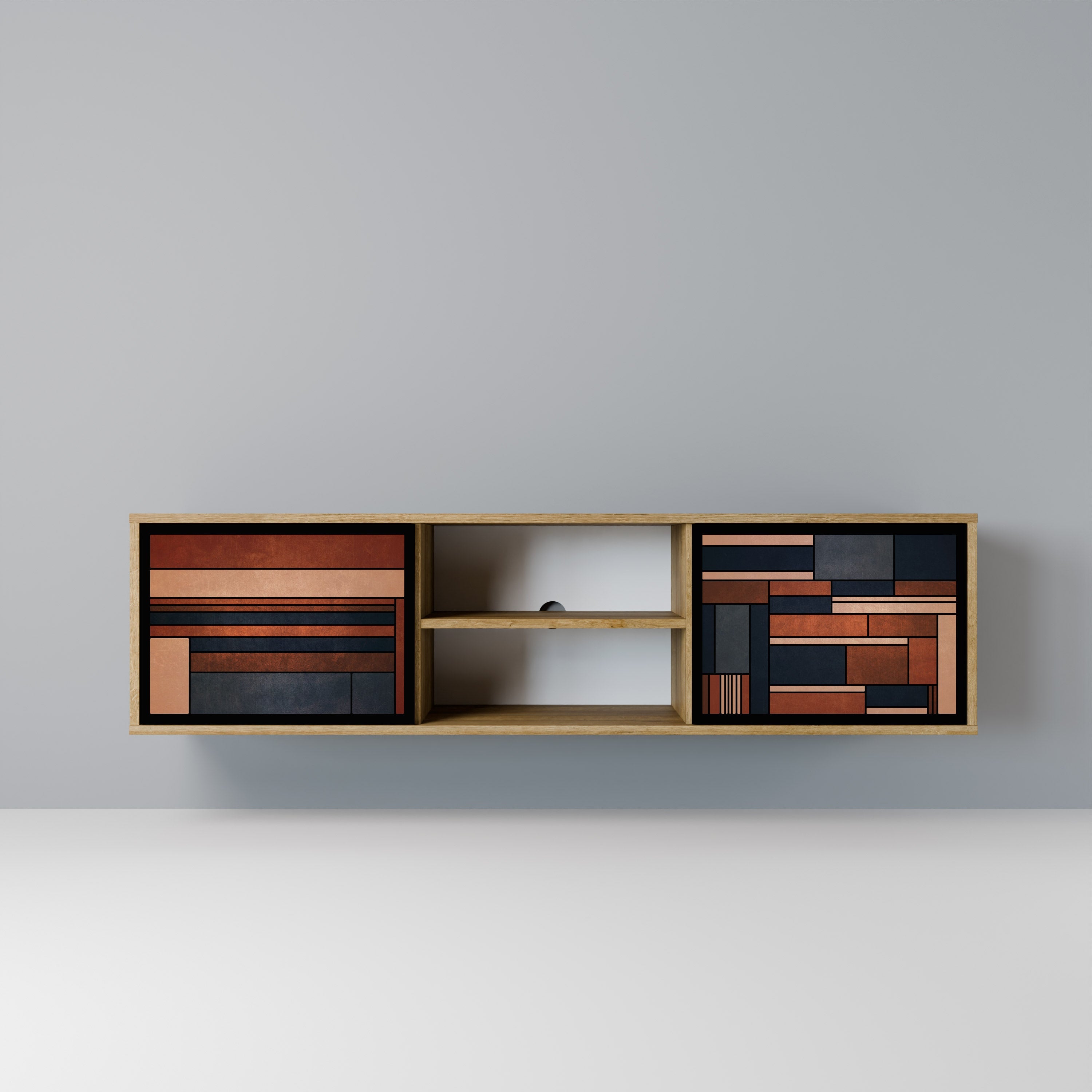 Meuble TV 2 portes INTREPID FORMATION effet chêne