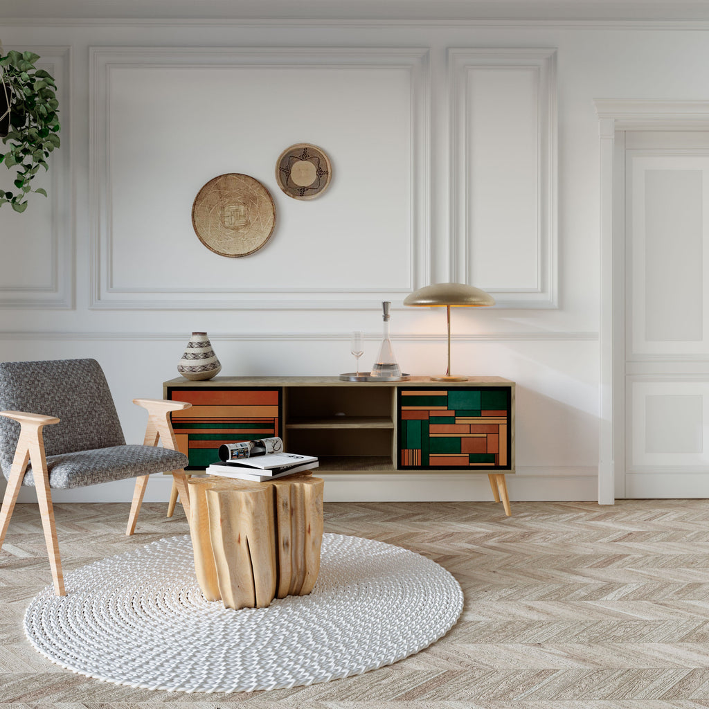 Meuble TV 2 portes EARTHY FIGURES effet chêne