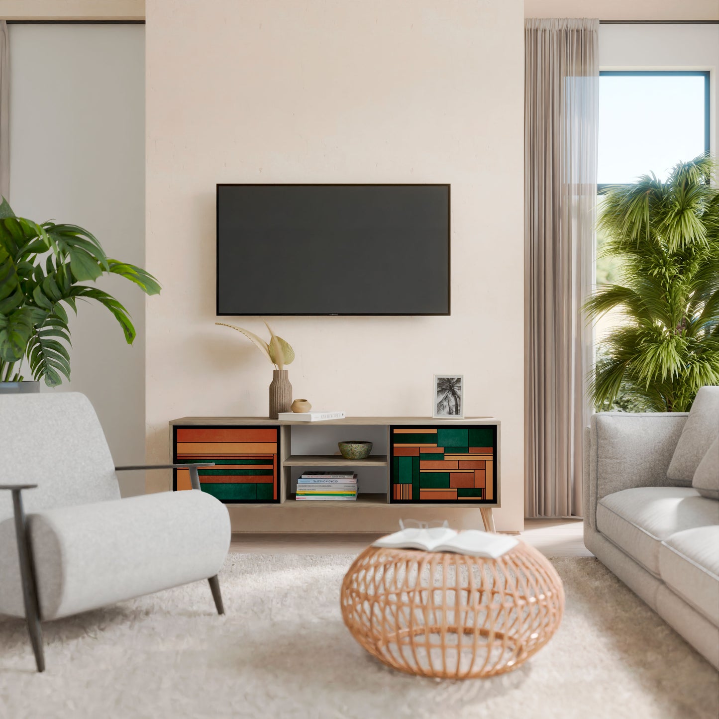 EARTHY FIGURES 2-Door TV Cabinet