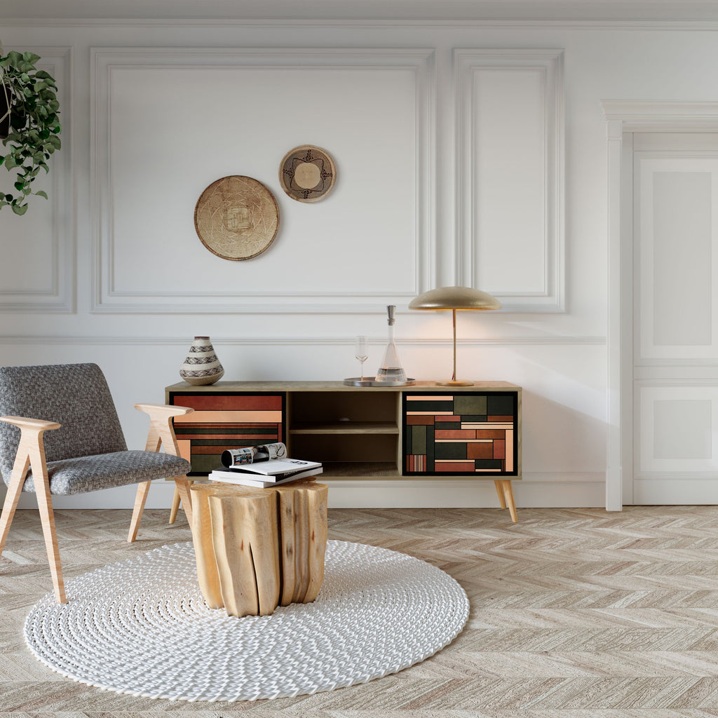 Meuble TV 2 portes FIGURES OF NATURE effet chêne