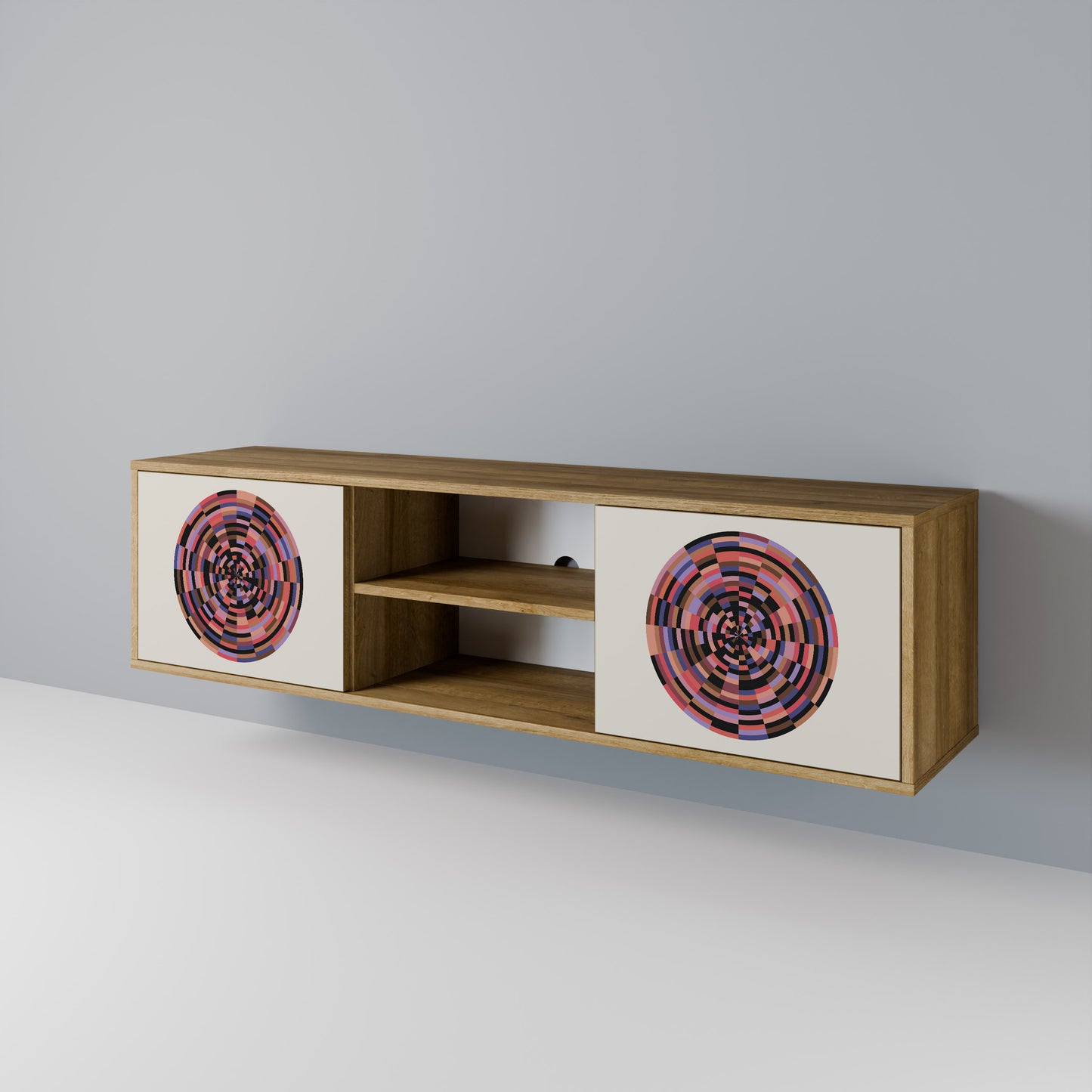 BROWN CIRCLES 2-Door TV Cabinet