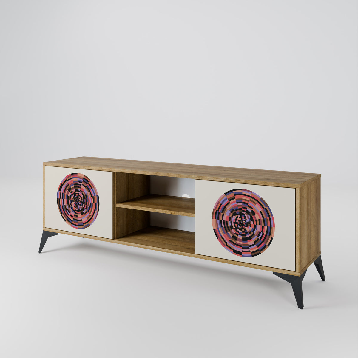 BROWN CIRCLES 2-Door TV Cabinet