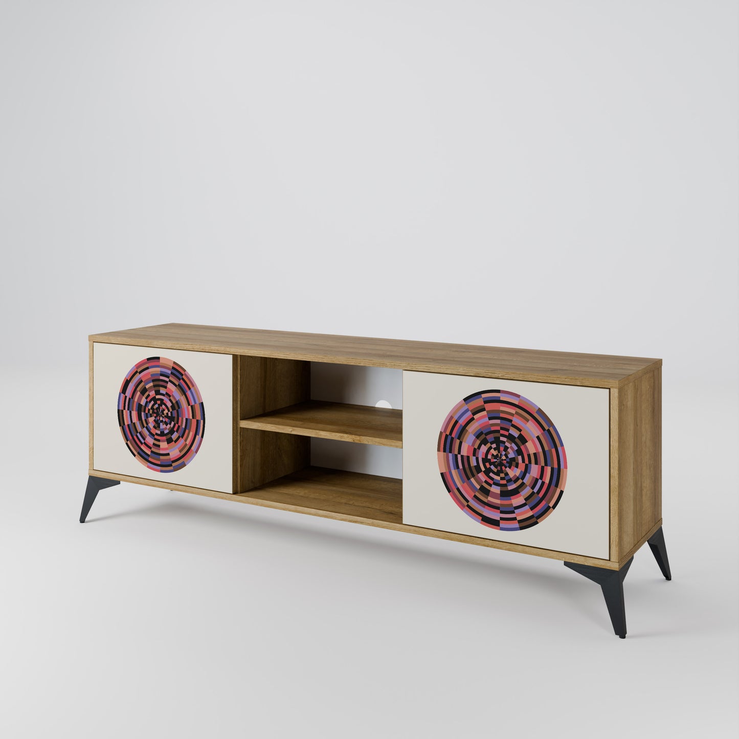 BROWN CIRCLES 2-Door TV Cabinet