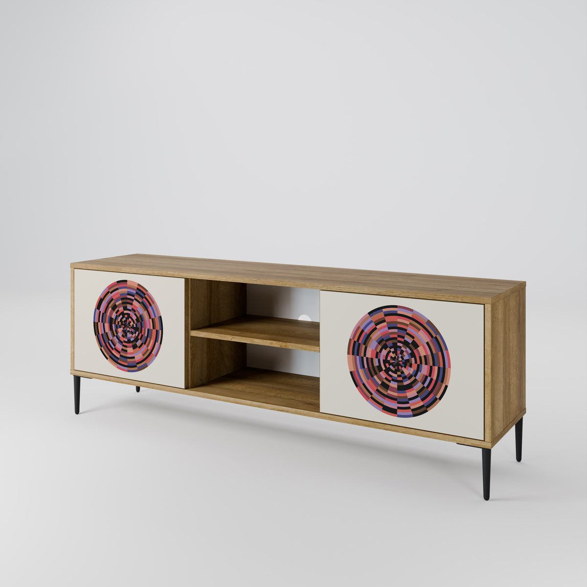 BROWN CIRCLES 2-Door TV Cabinet