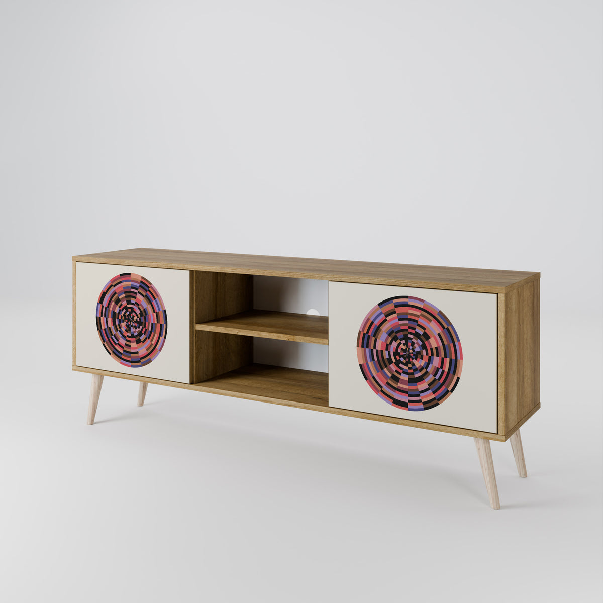 BROWN CIRCLES 2-Door TV Cabinet