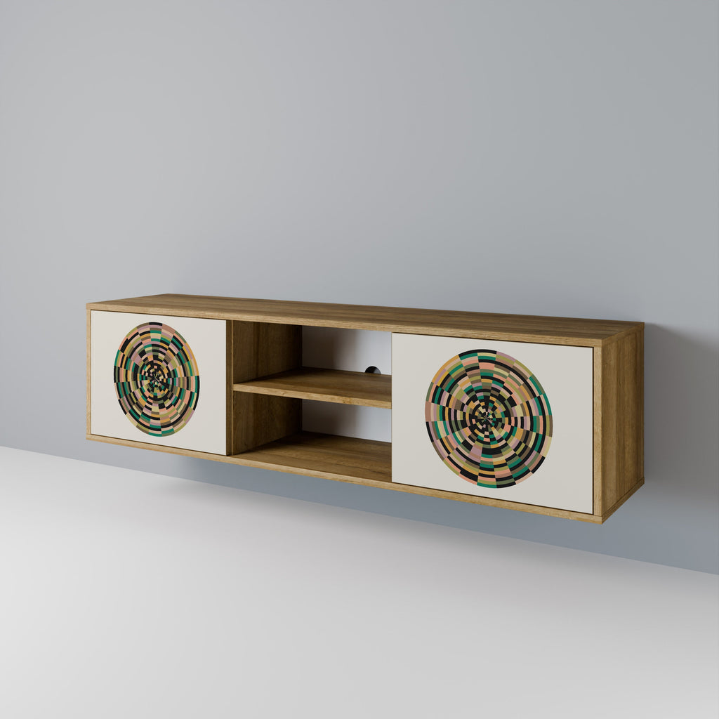 Meuble TV 2 portes GREEN CIRCLES effet chêne
